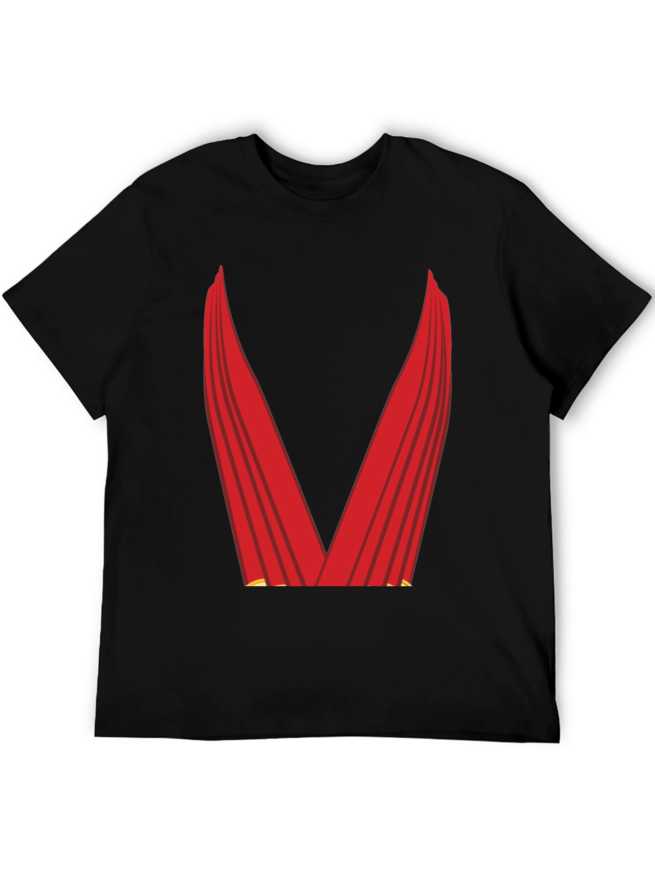 Black Red Cape Graphic Tee - Superhero Style view 5