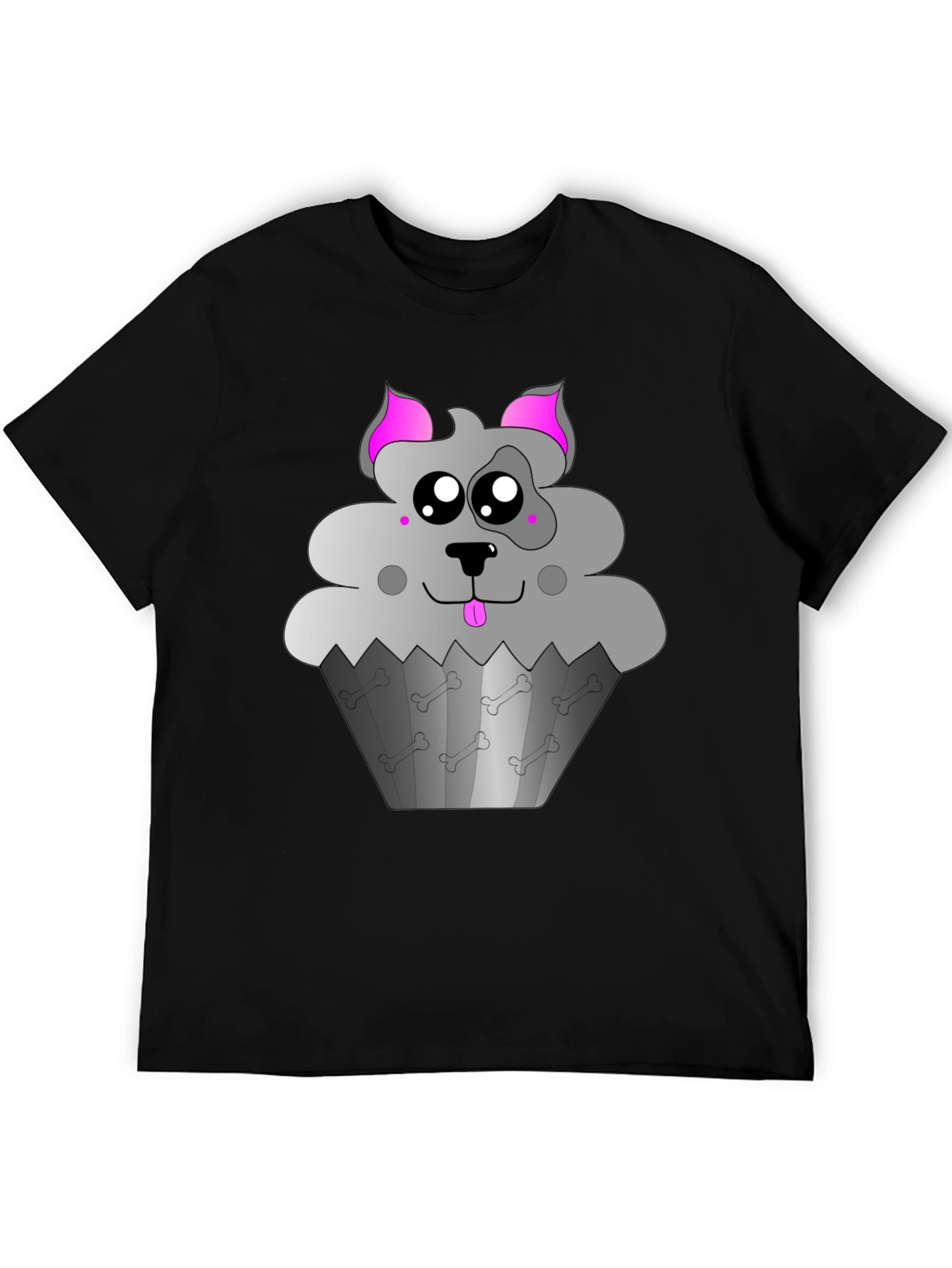 Black Cute Dog Cupcake Graphic Tee - Black view 5