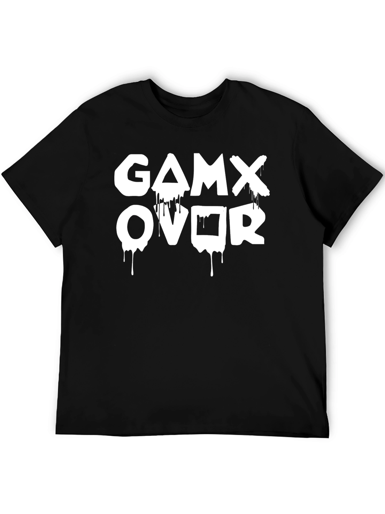 Black Game Over Dripping Print T-Shirt view 5