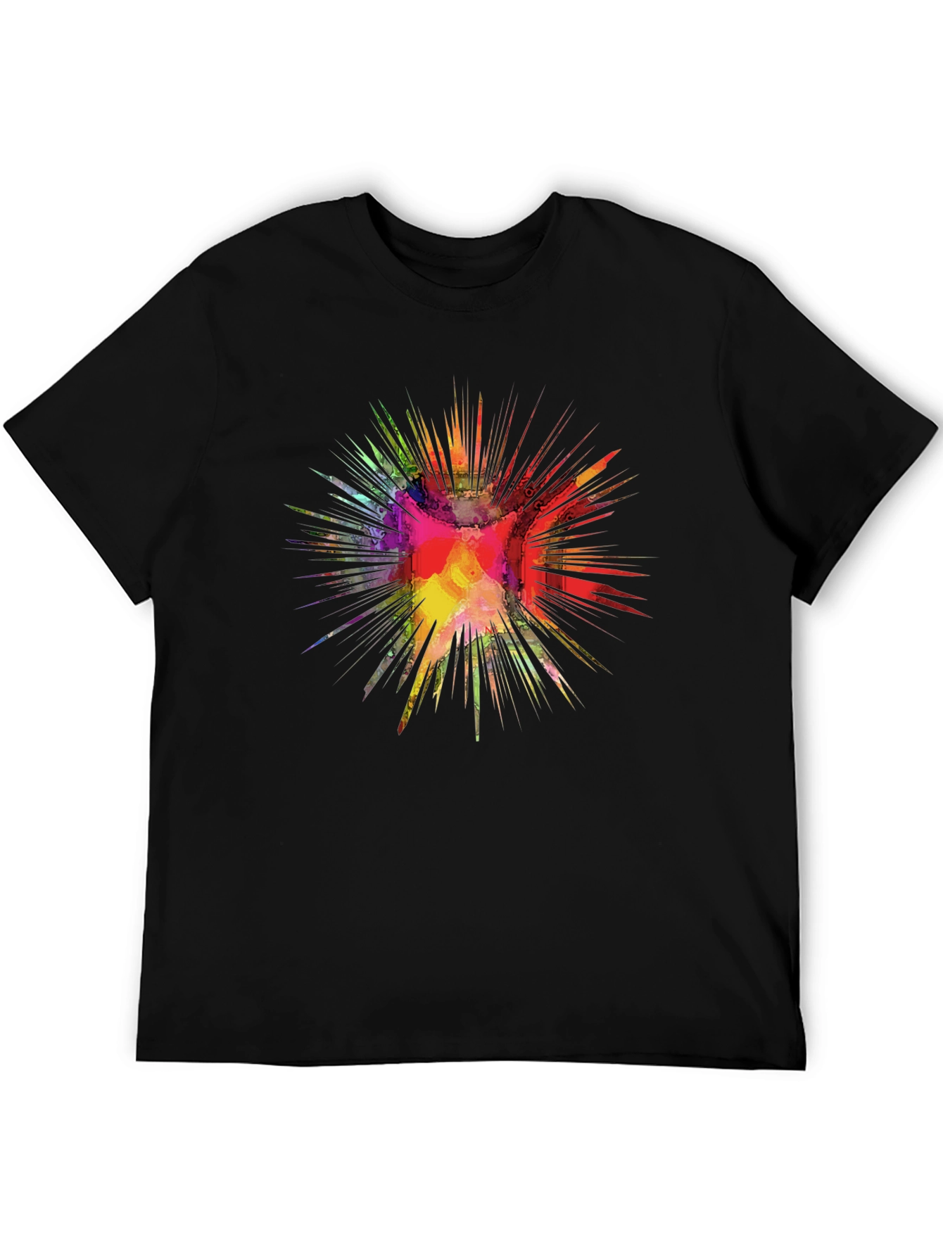 Black Colorful Burst Graphic Black T-Shirt view 5