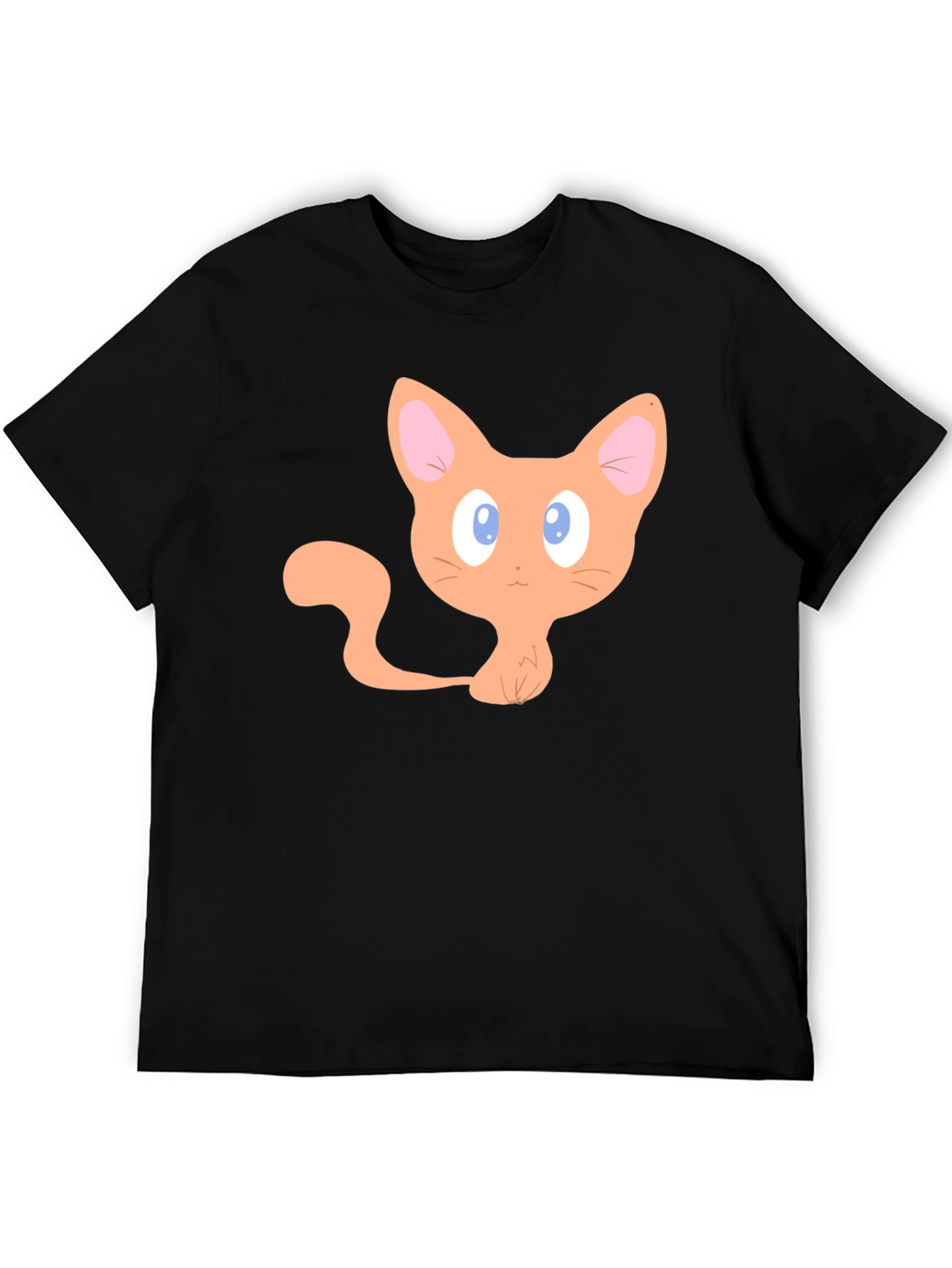 Black Cute Cartoon Cat Graphic T-Shirt - Black view 5