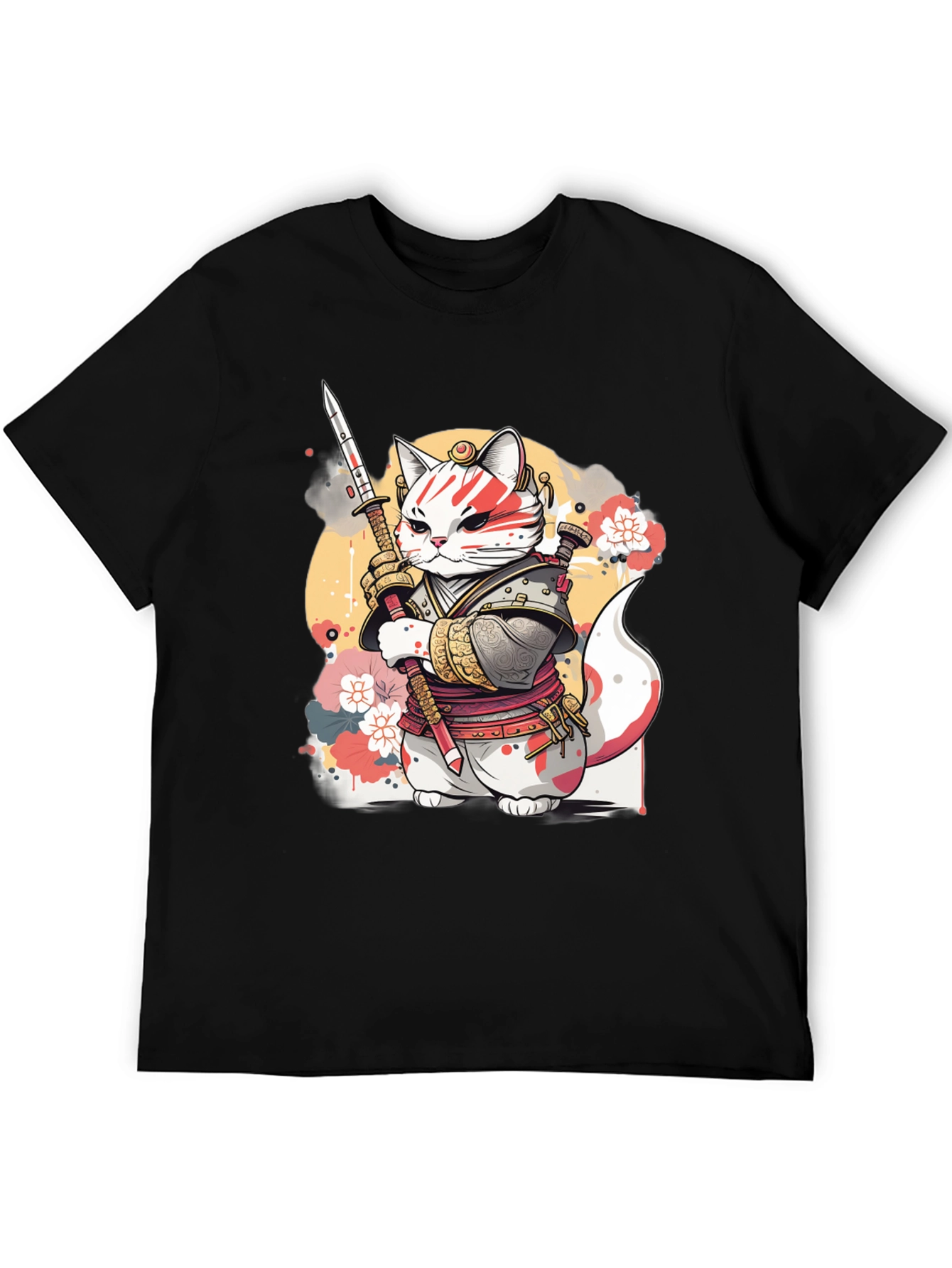 Black Samurai Cat Graphic Tee - Unique Anime Style view 5