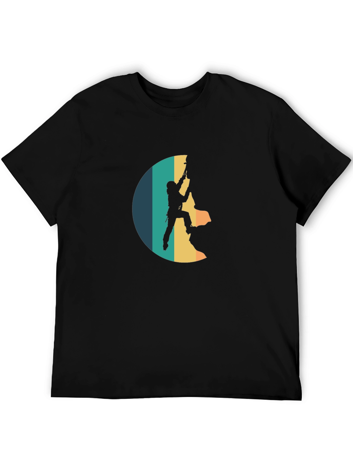 Black Climbing Retro Style T-Shirt view 5