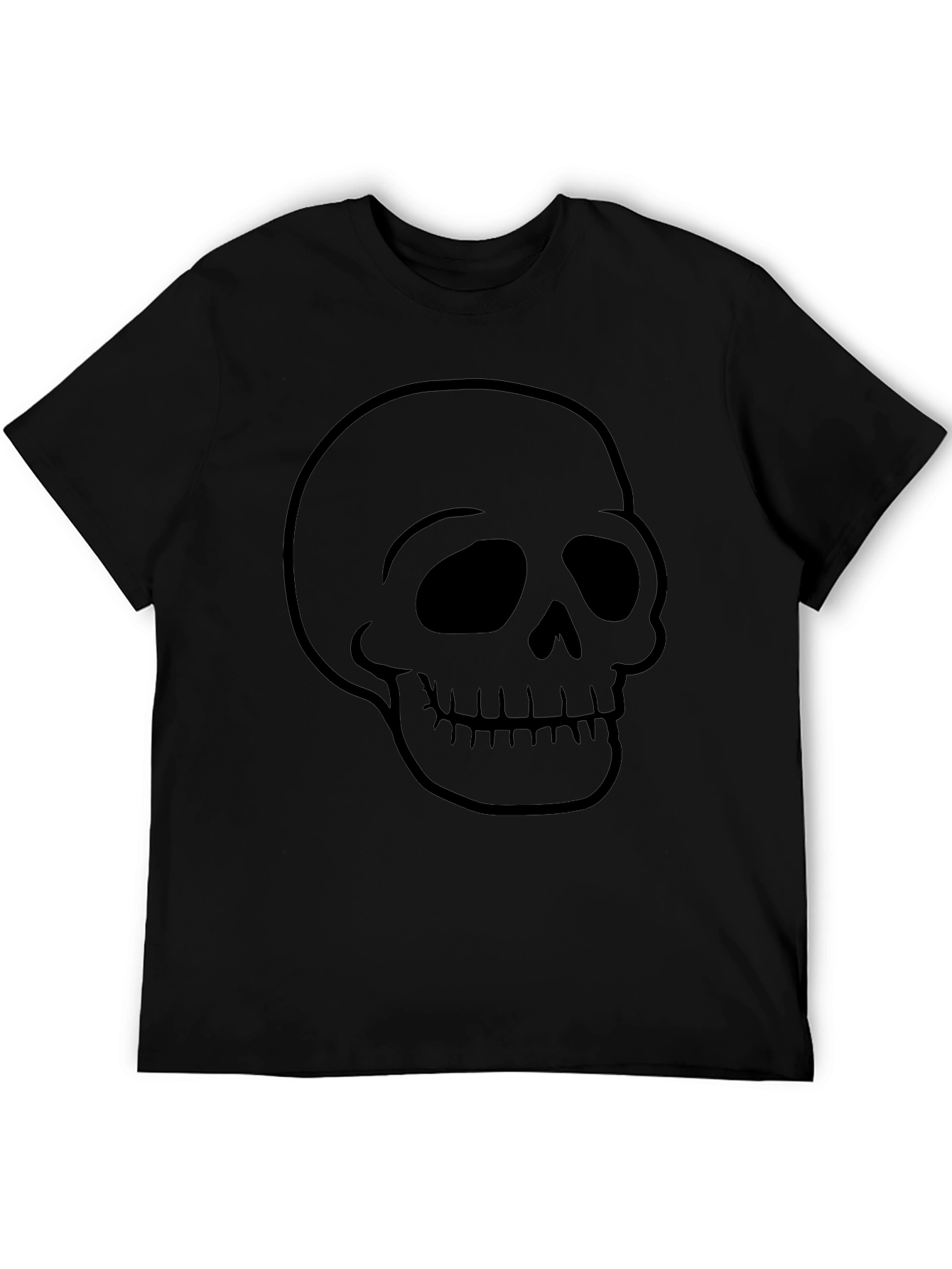 Black Skull Graphic Print Men's Black T-Shirt view 5