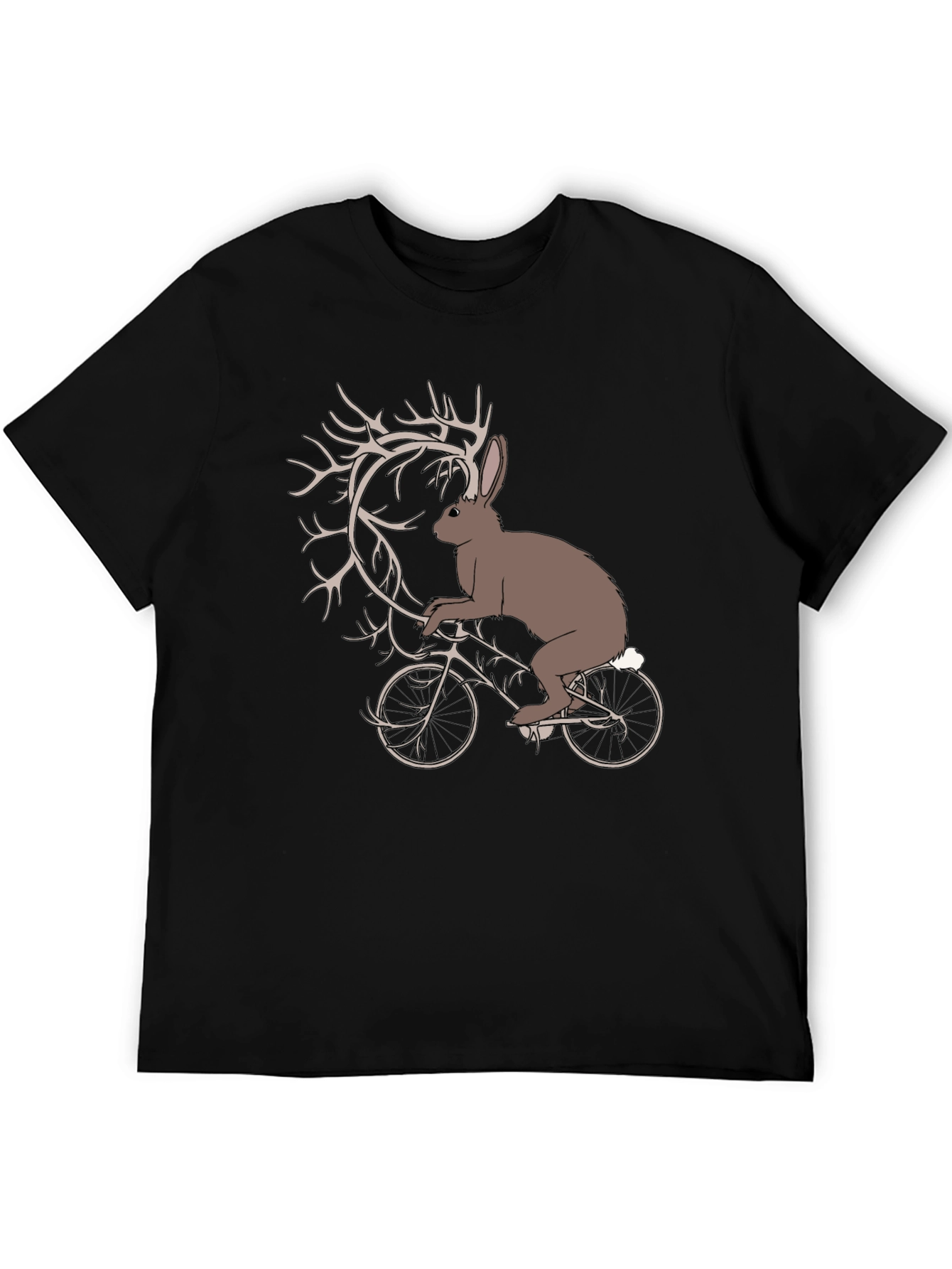 Black Hare on Bike Graphic Tee - Unique Design view 5