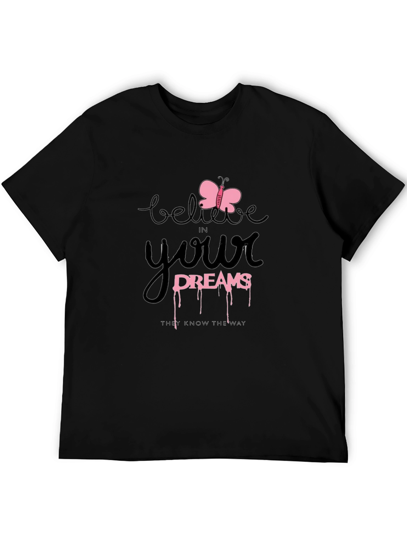 Black Believe in Your Dreams Black T-Shirt view 5