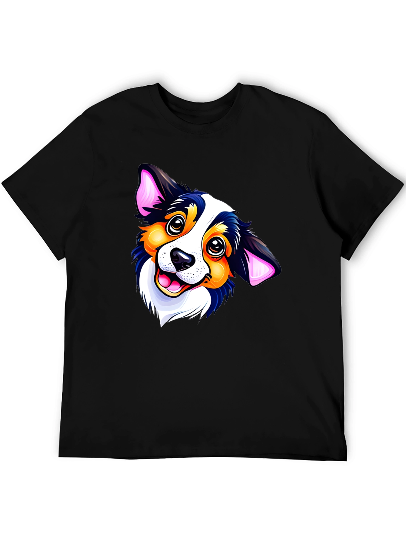Black Cartoon Dog Graphic Black T-Shirt view 5