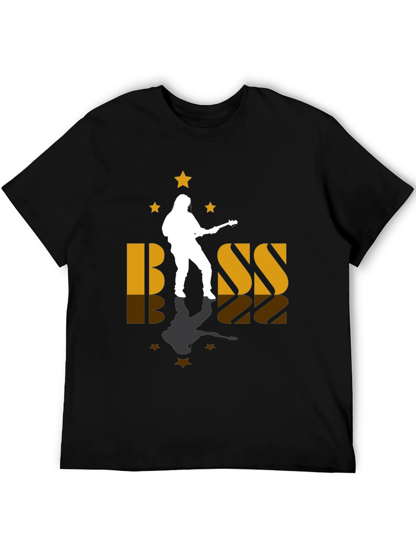 Black Bass Guitar Player Silhouette Graphic Tee view 5