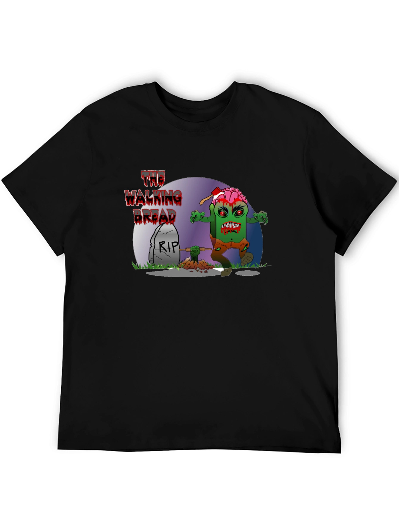 Black The Walking Bread Zombie T-Shirt view 5