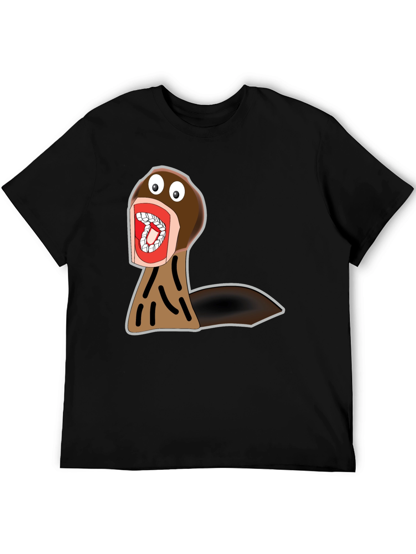 Black Funny Cartoon Monster Graphic Tee - Black Cotton view 5