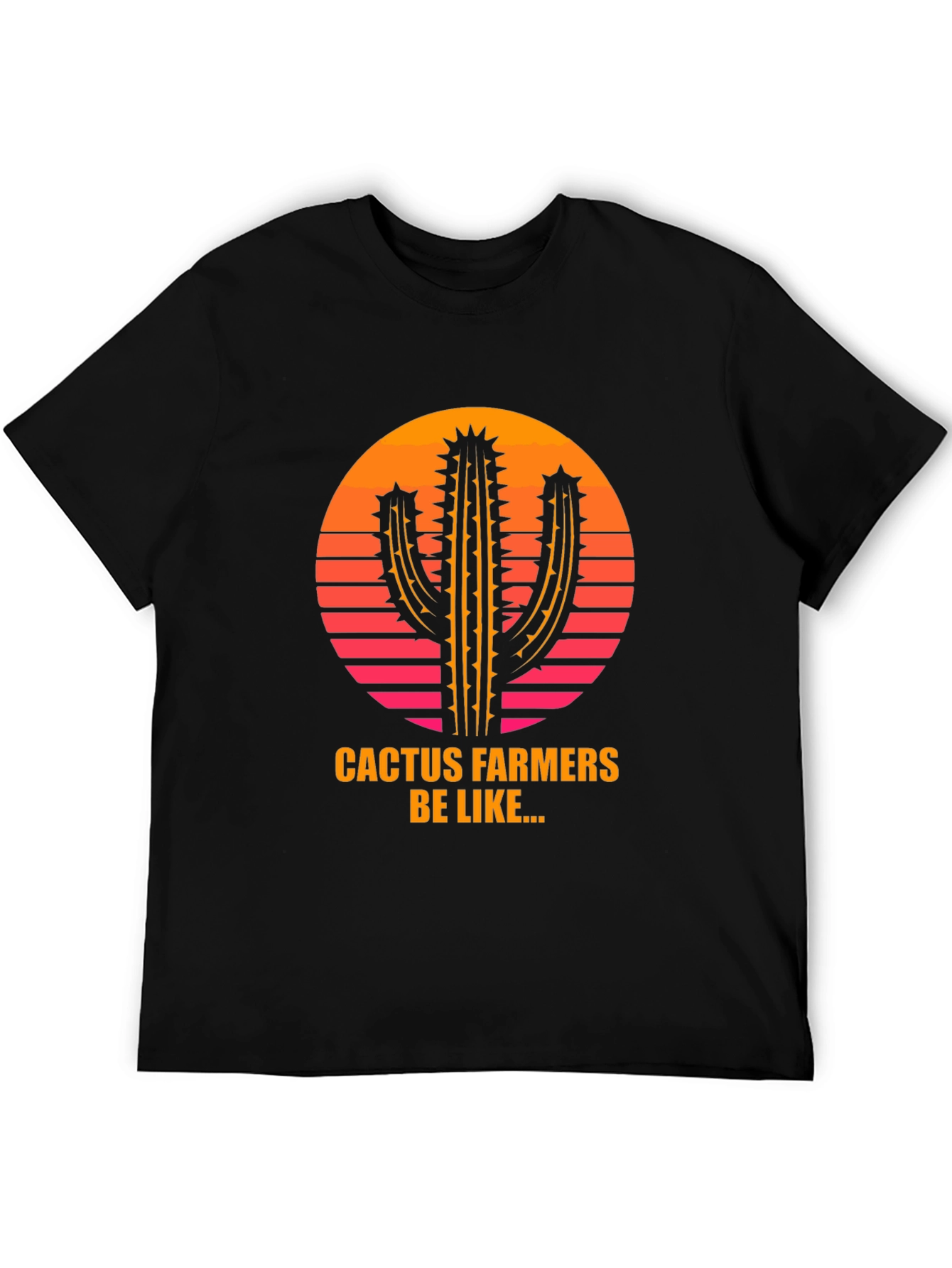Cactus Farmer Graphic Tee - Retro Sunset Design - 5