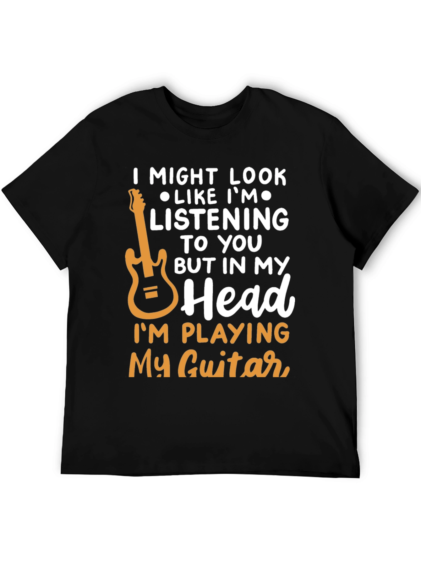 Black Guitar Lover T-Shirt - "In My Head I'm Playing Guitar" view 5