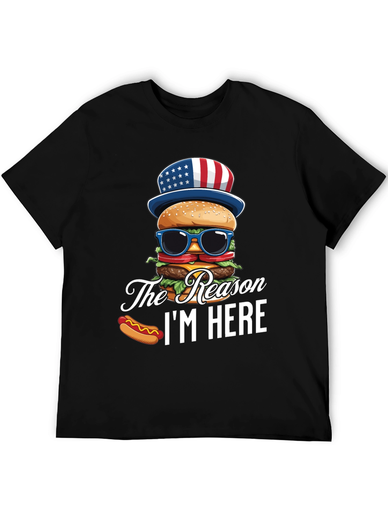 Black Patriotic Burger T-Shirt - The Reason I'm Here view 5