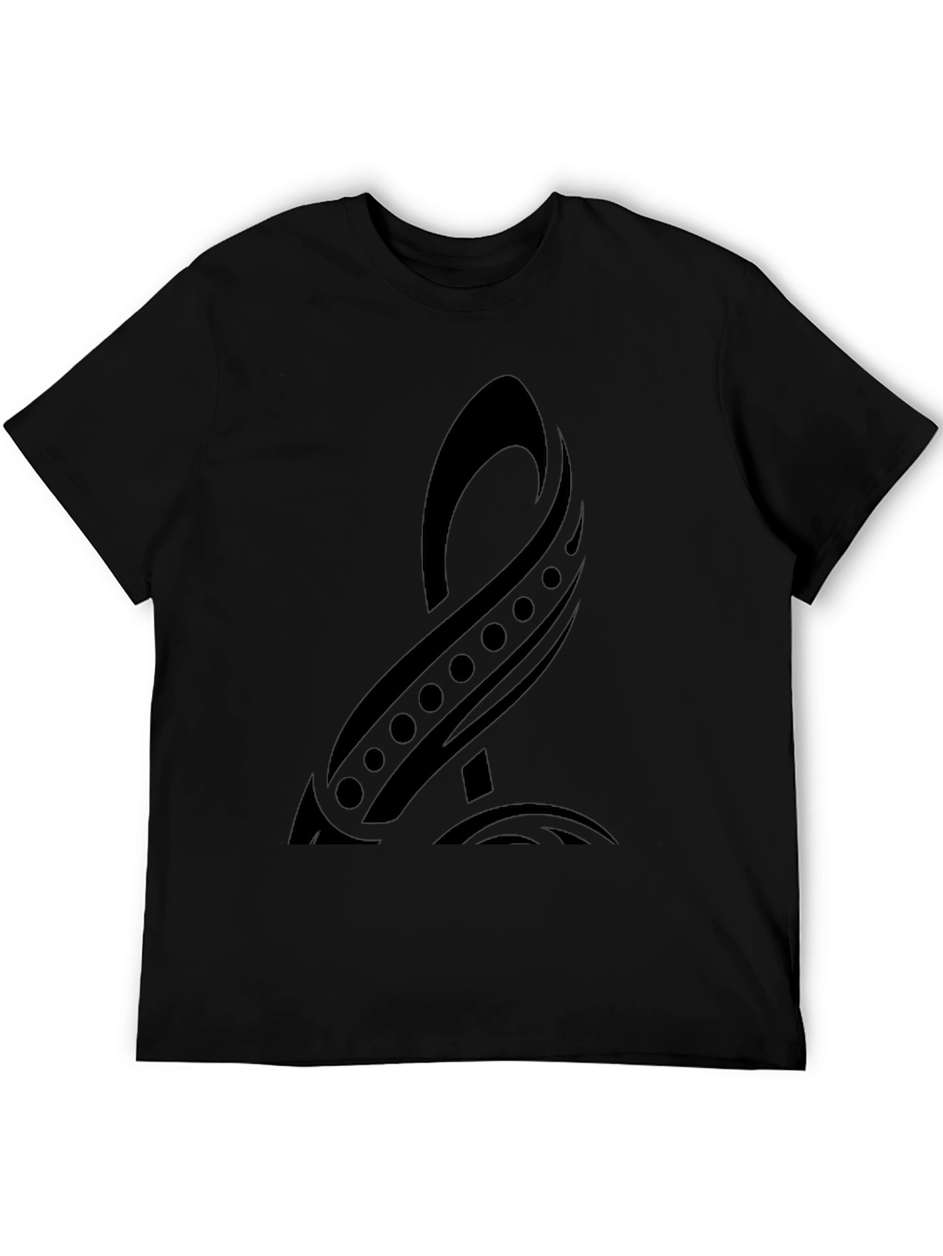 Black Black Tribal Design T-Shirt view 5