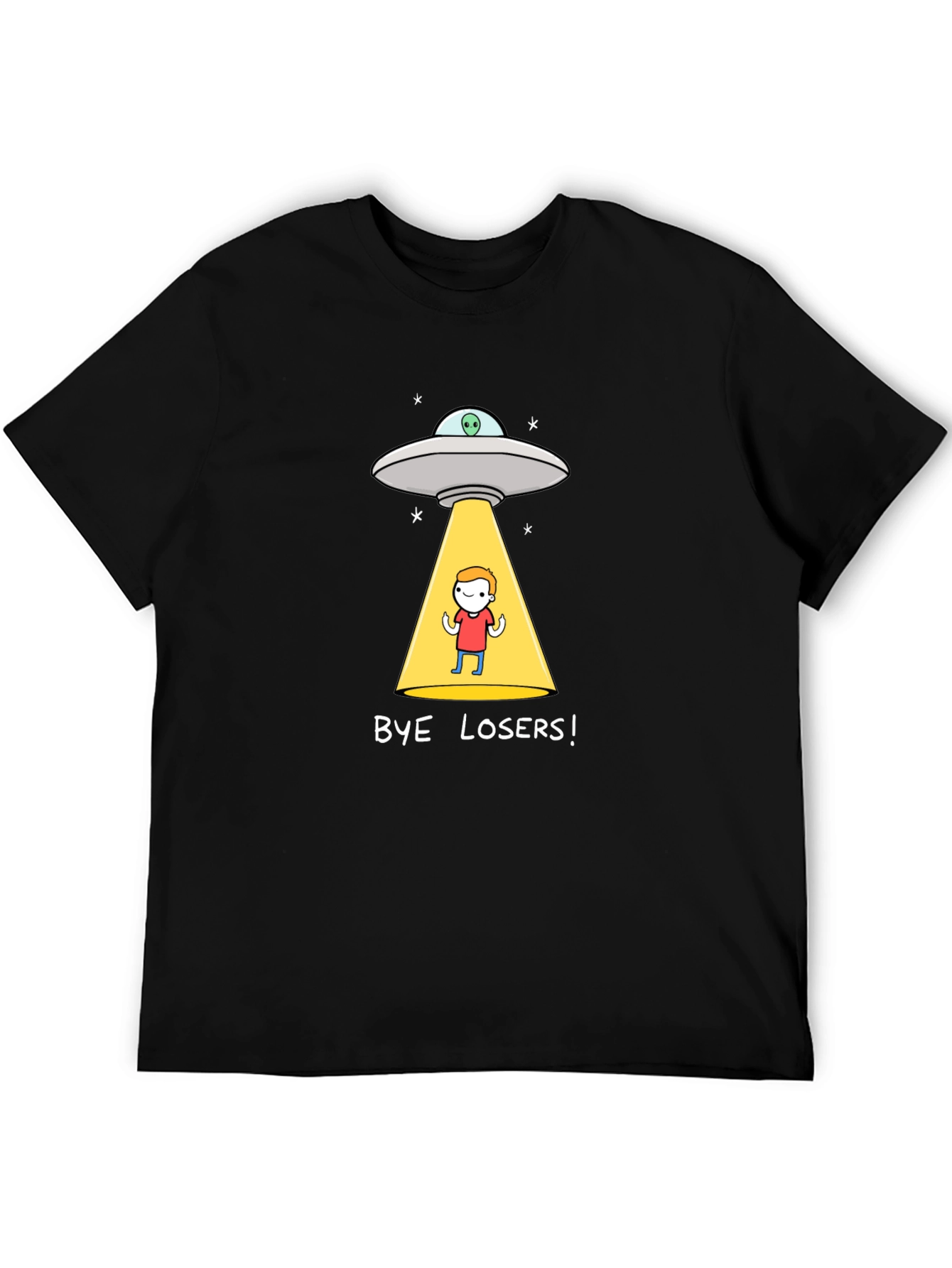 Black Bye Losers! Alien Abduction Graphic Tee - Black Cotton Blend view 5