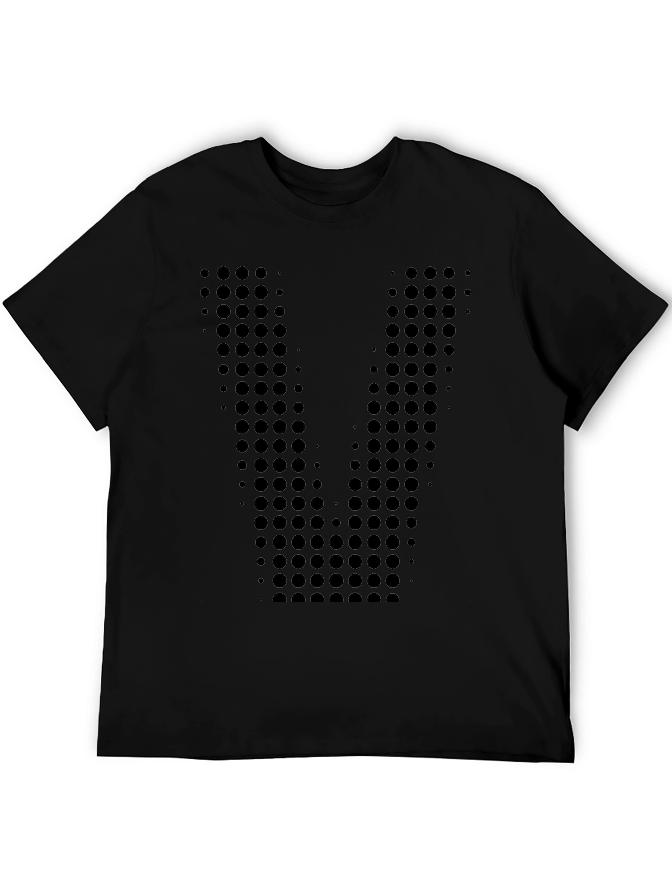 Black Geometric Dot Pattern Black T-Shirt view 5