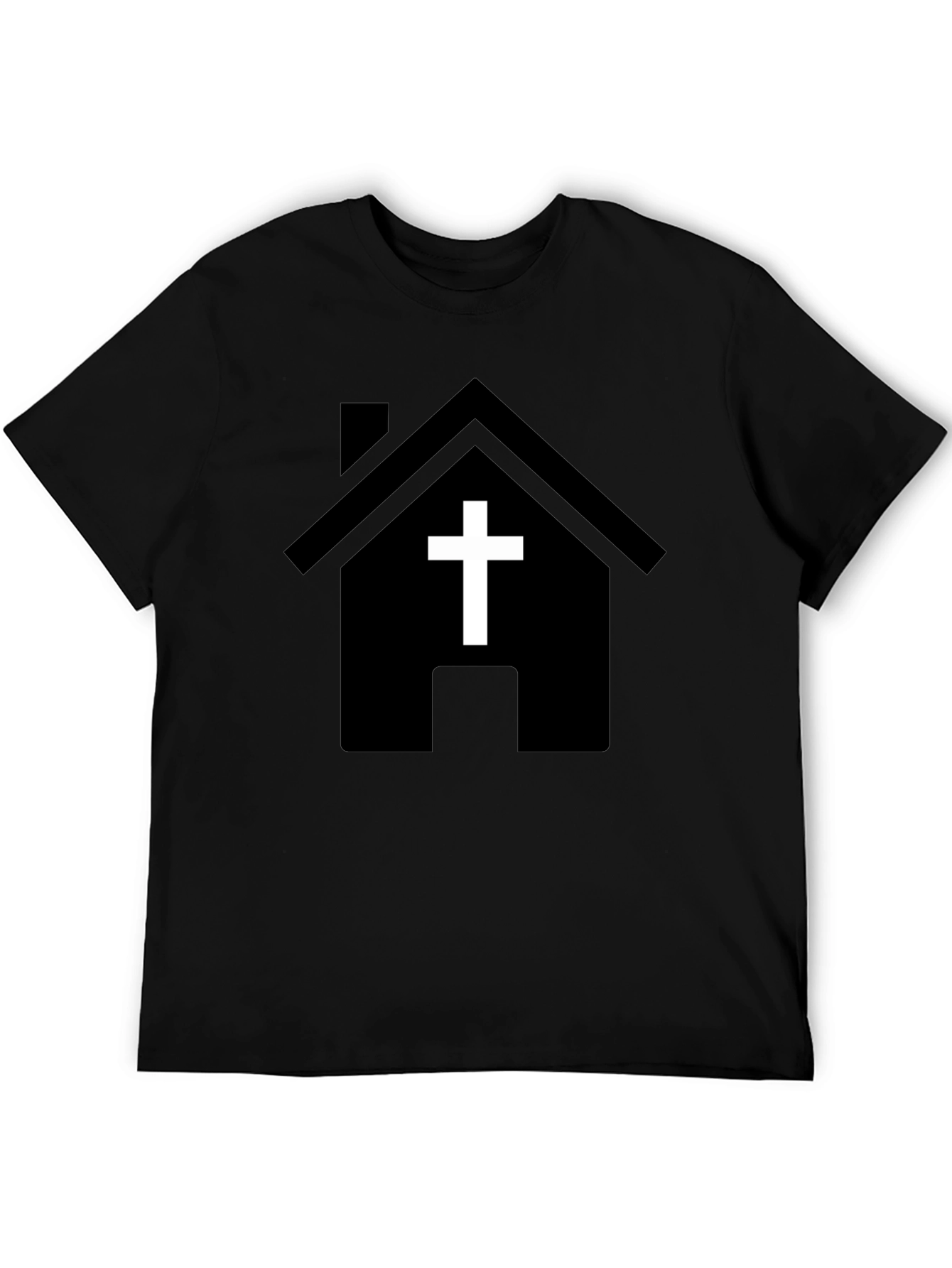 Black Church House Graphic T-Shirt - Religious Apparel view 5