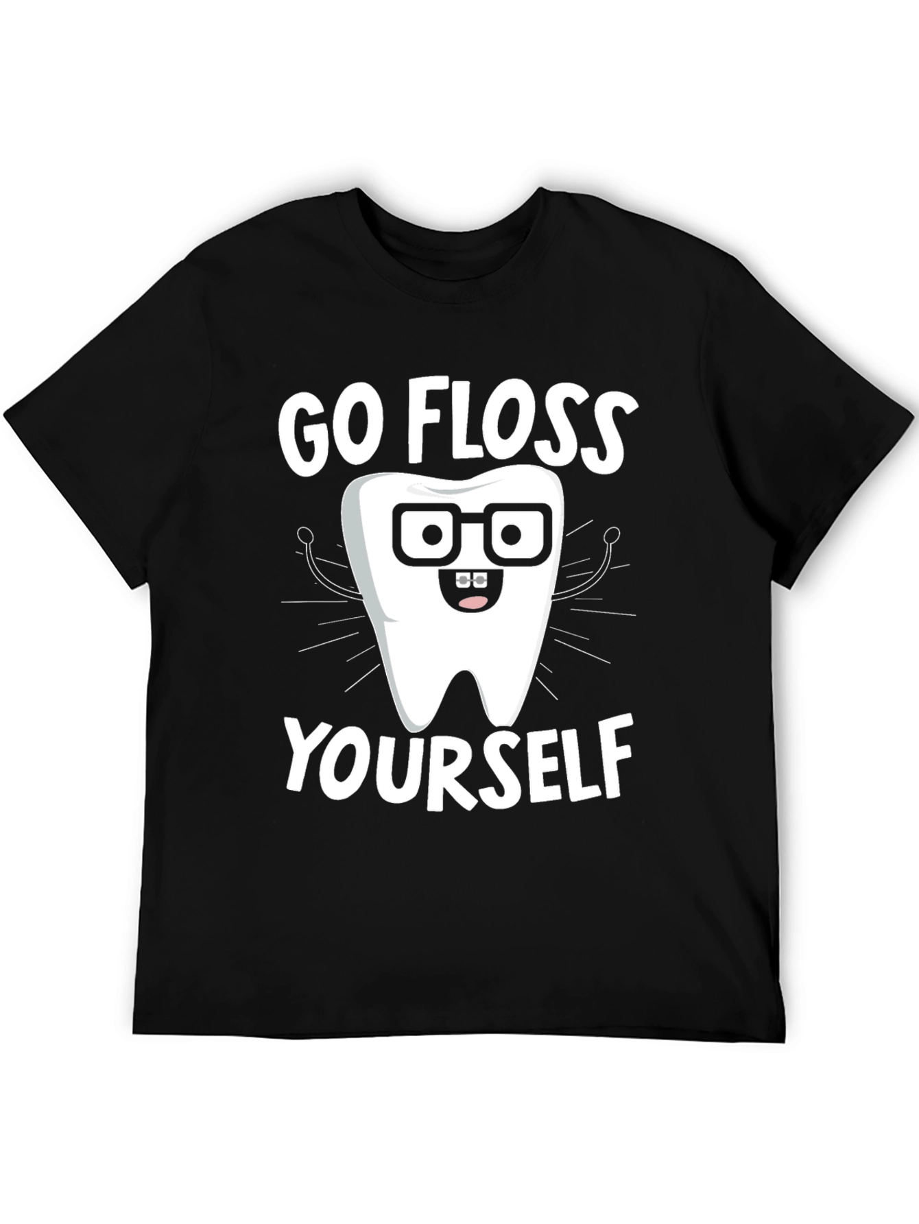 Black Go Floss Yourself Funny Dental T-Shirt view 5