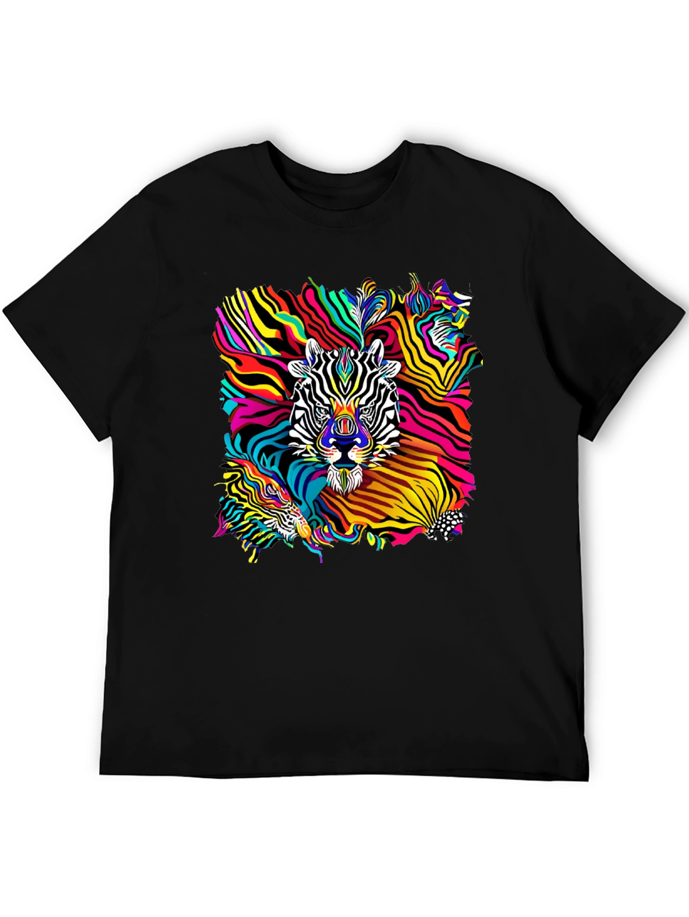 Black Psychedelic Zebra Graphic T-Shirt - Black view 5
