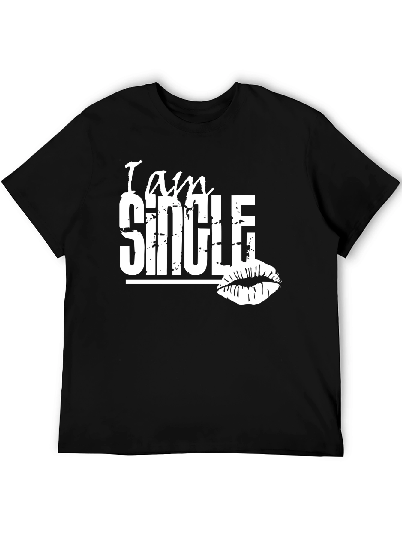 Black I am Single Kiss Lips Graphic Tee view 5