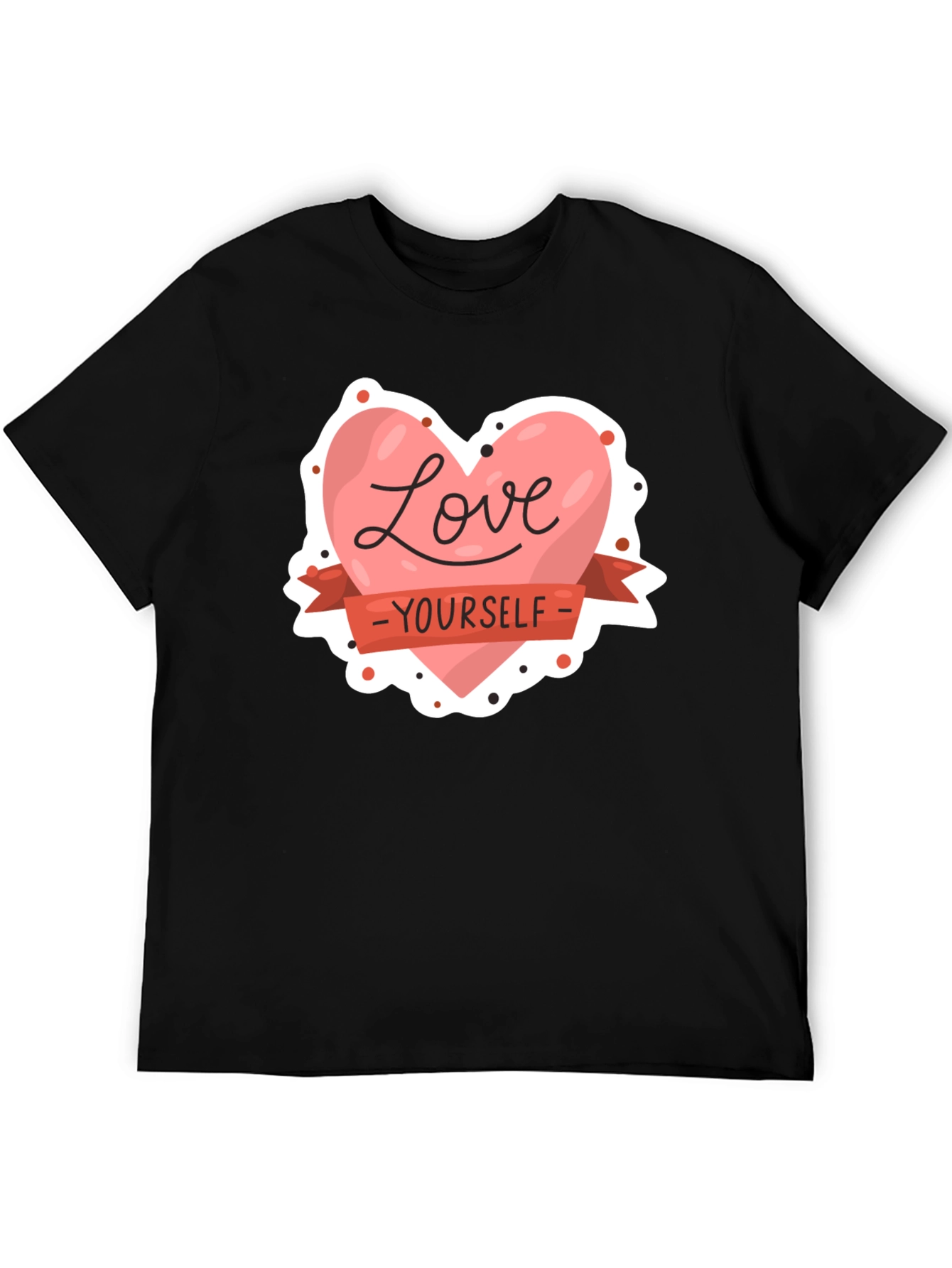 Black Love Yourself Graphic Tee - Black Cotton Shirt view 5