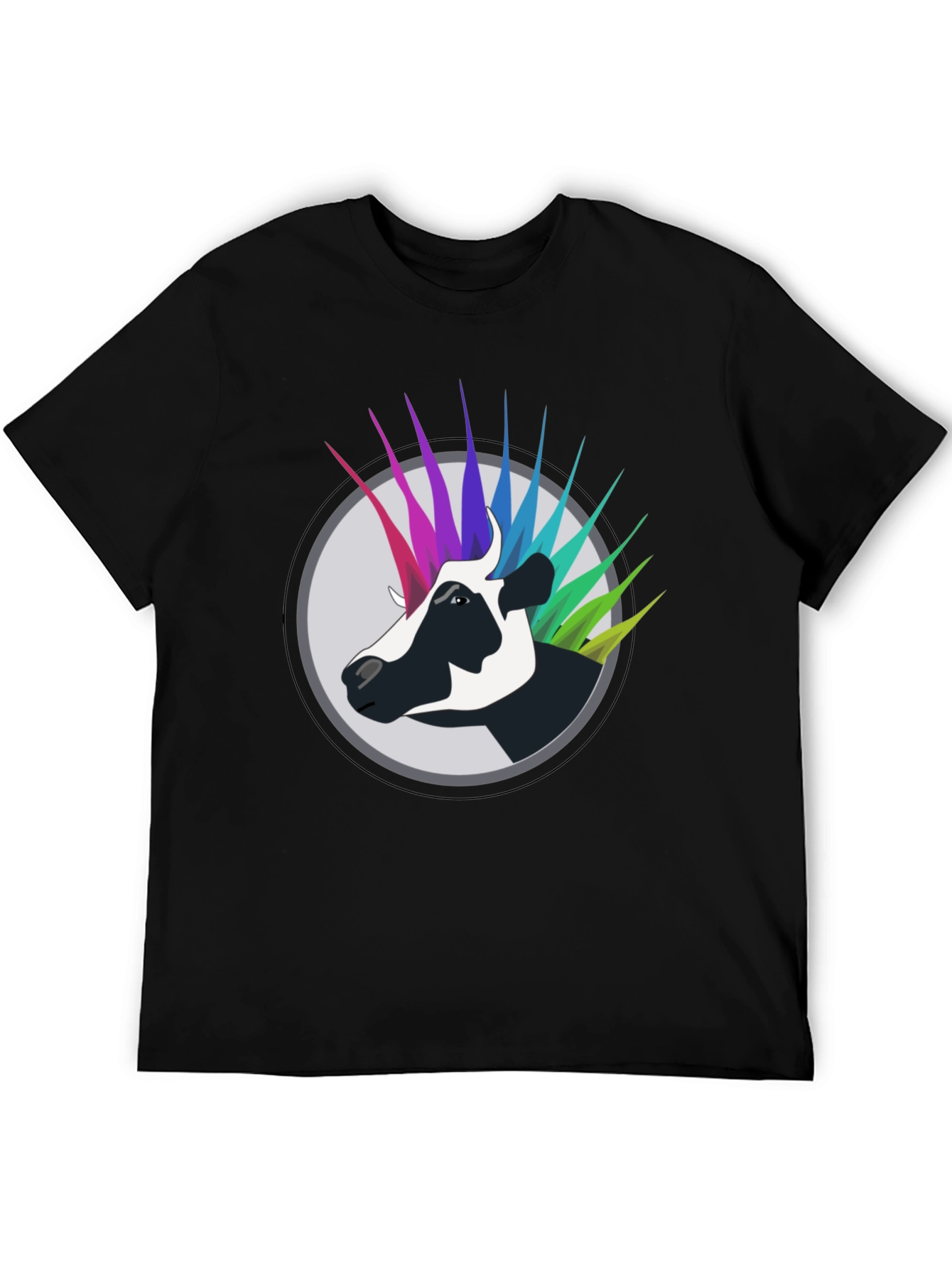 Black Cow Punk T-Shirt - Black Cotton Graphic Tee view 5