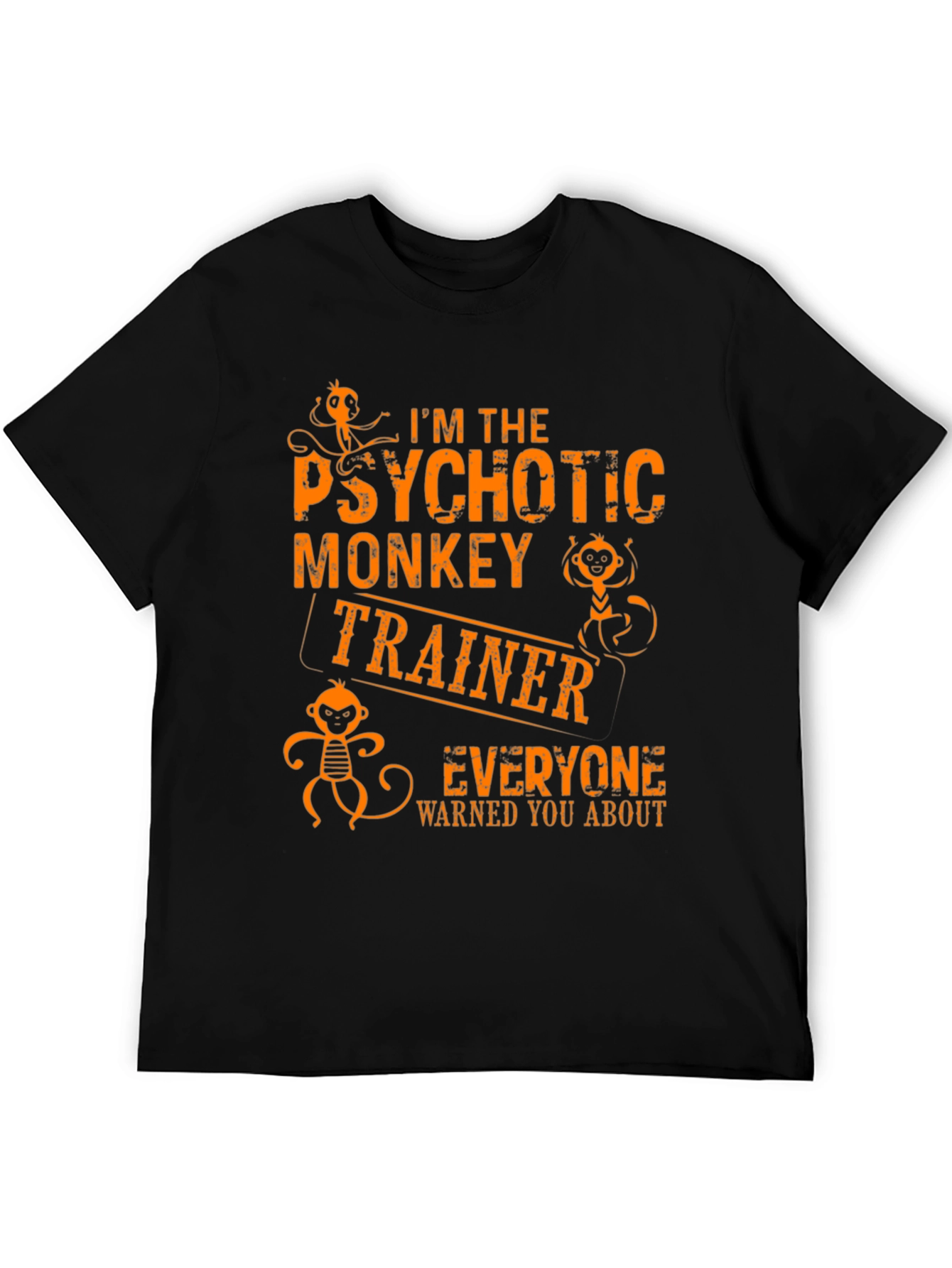 Black Psychotic Monkey Trainer Graphic Tee - Novelty T-Shirt view 5