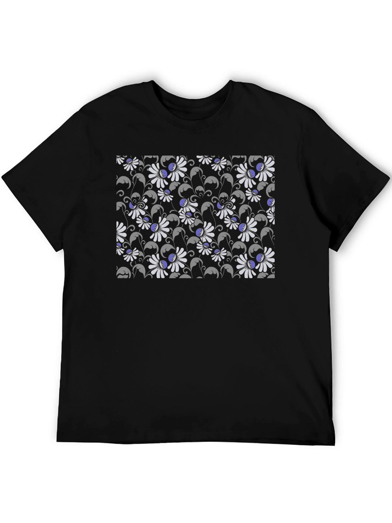 Black Floral Pattern T-Shirt view 5