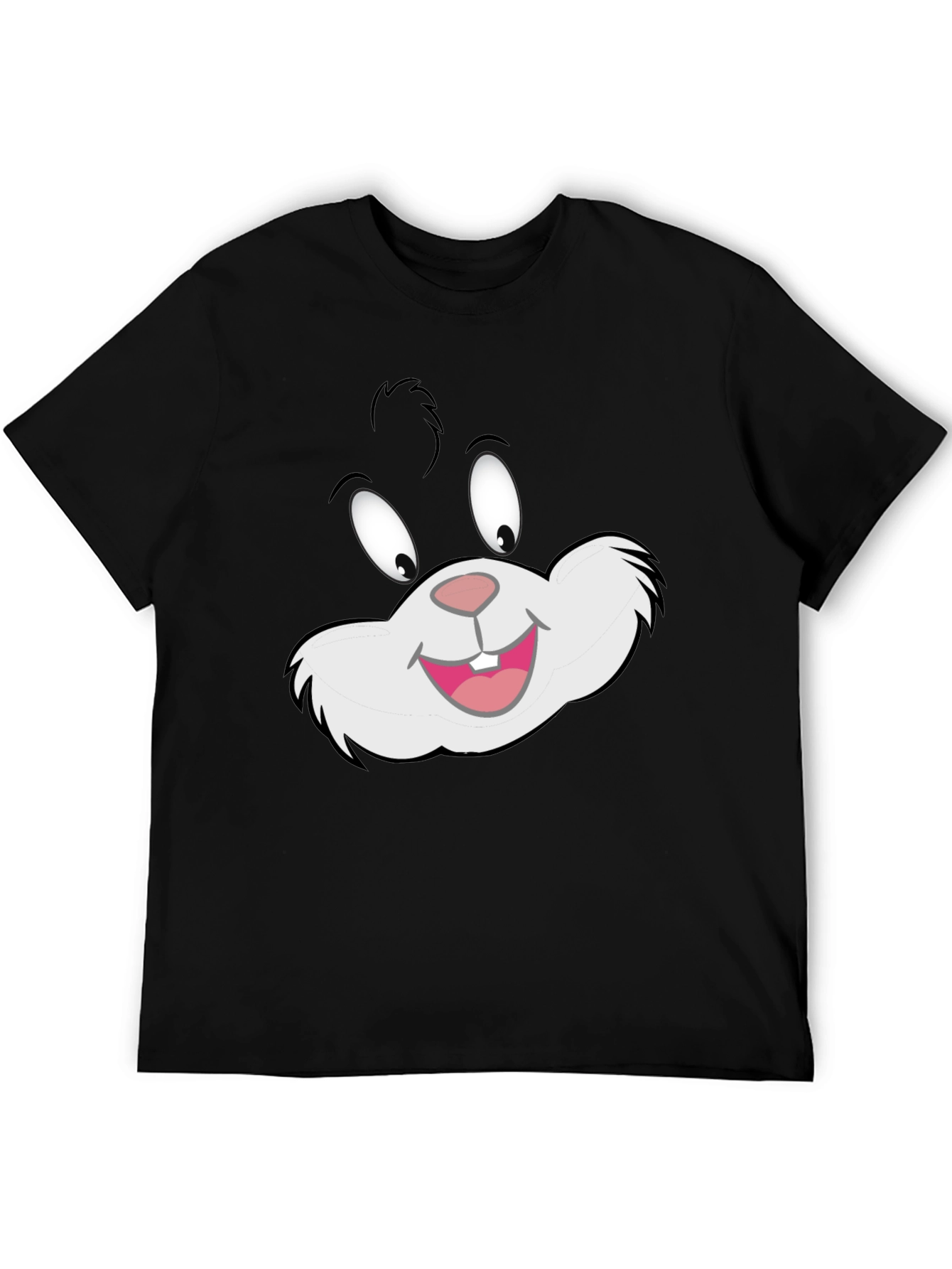 Black Cartoon Cat Face Black T-Shirt view 5
