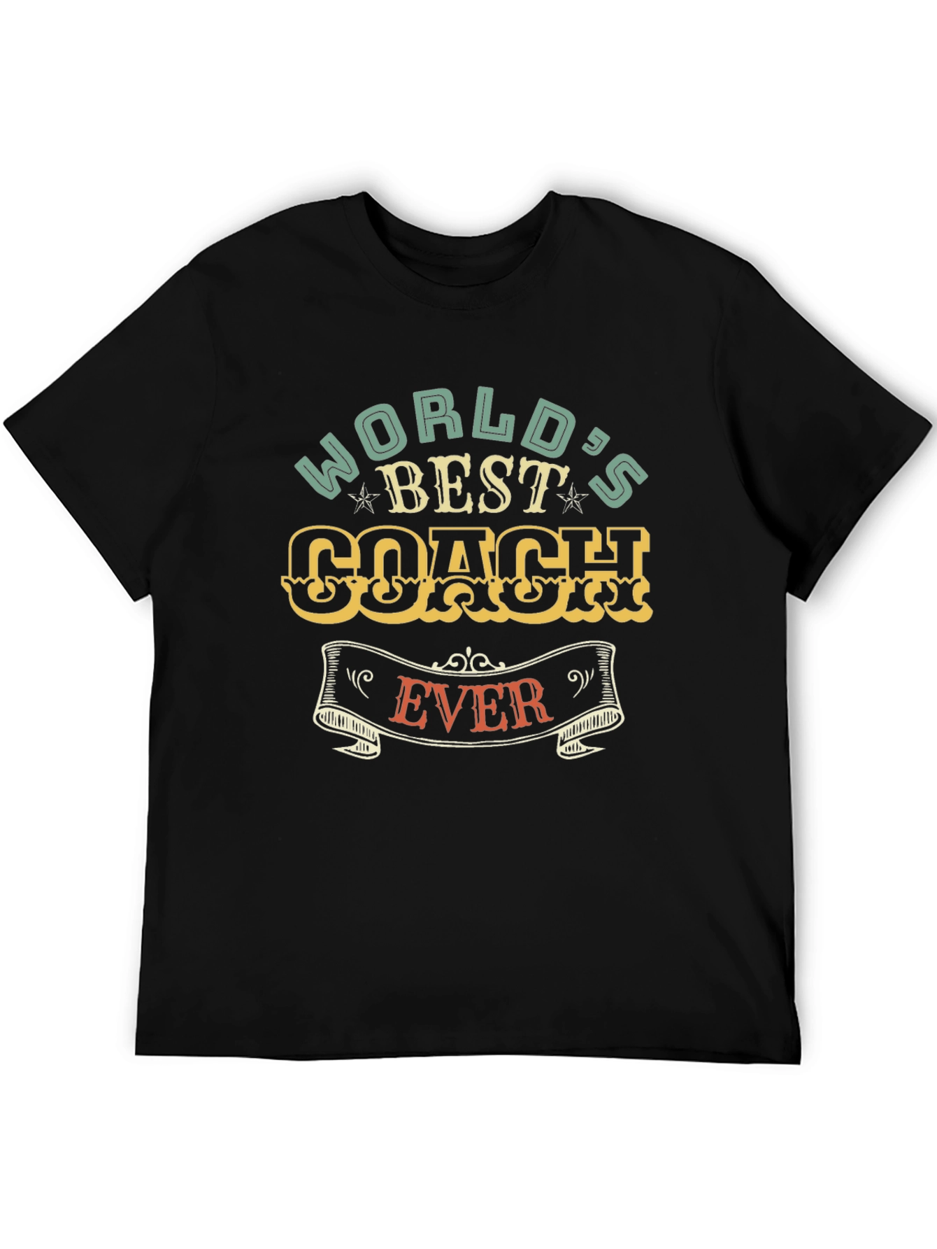 Black World's Best Coach Ever Graphic T-Shirt view 5