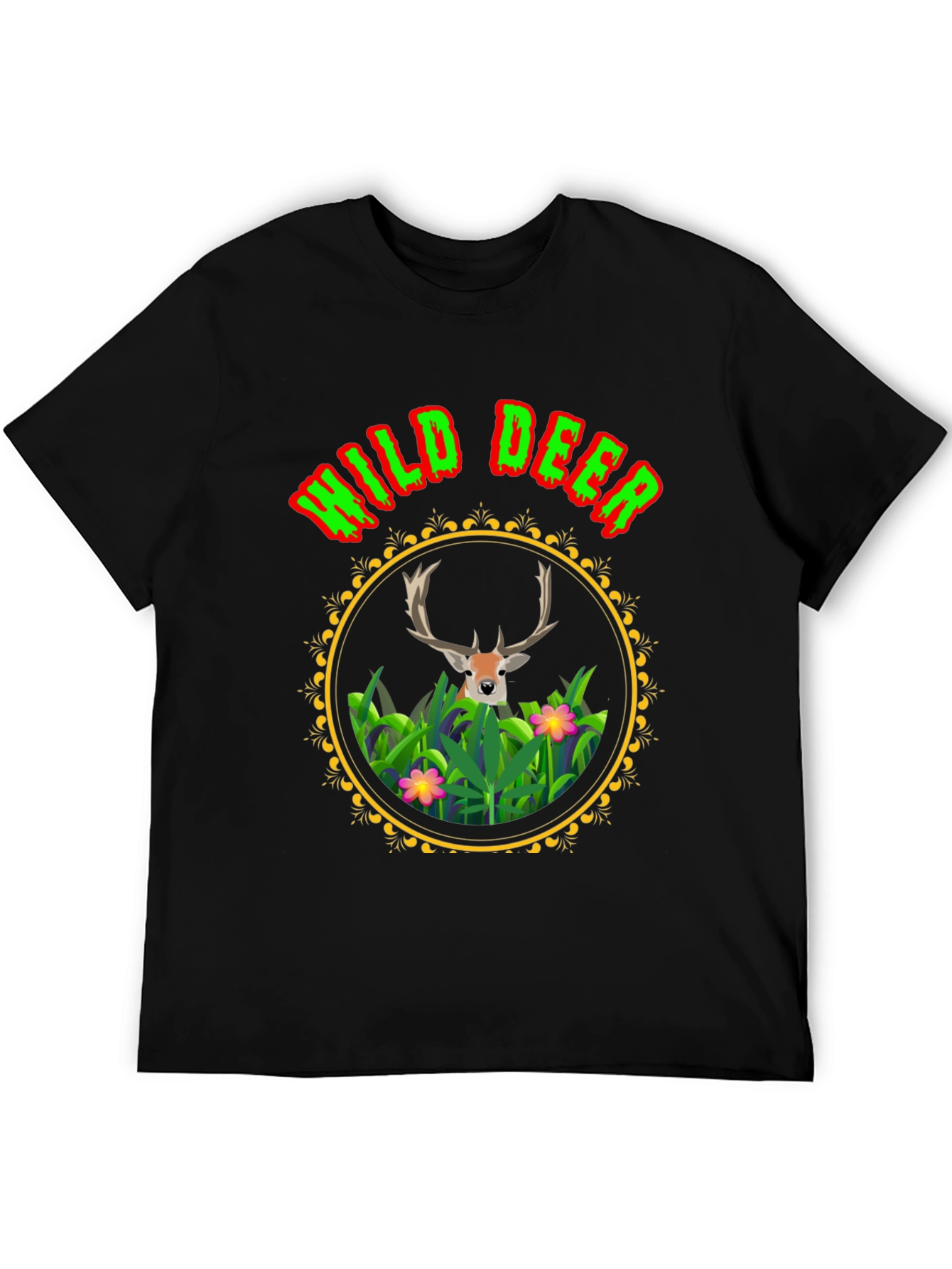 Black Wild Deer Graphic Tee - Nature Lover Shirt view 5