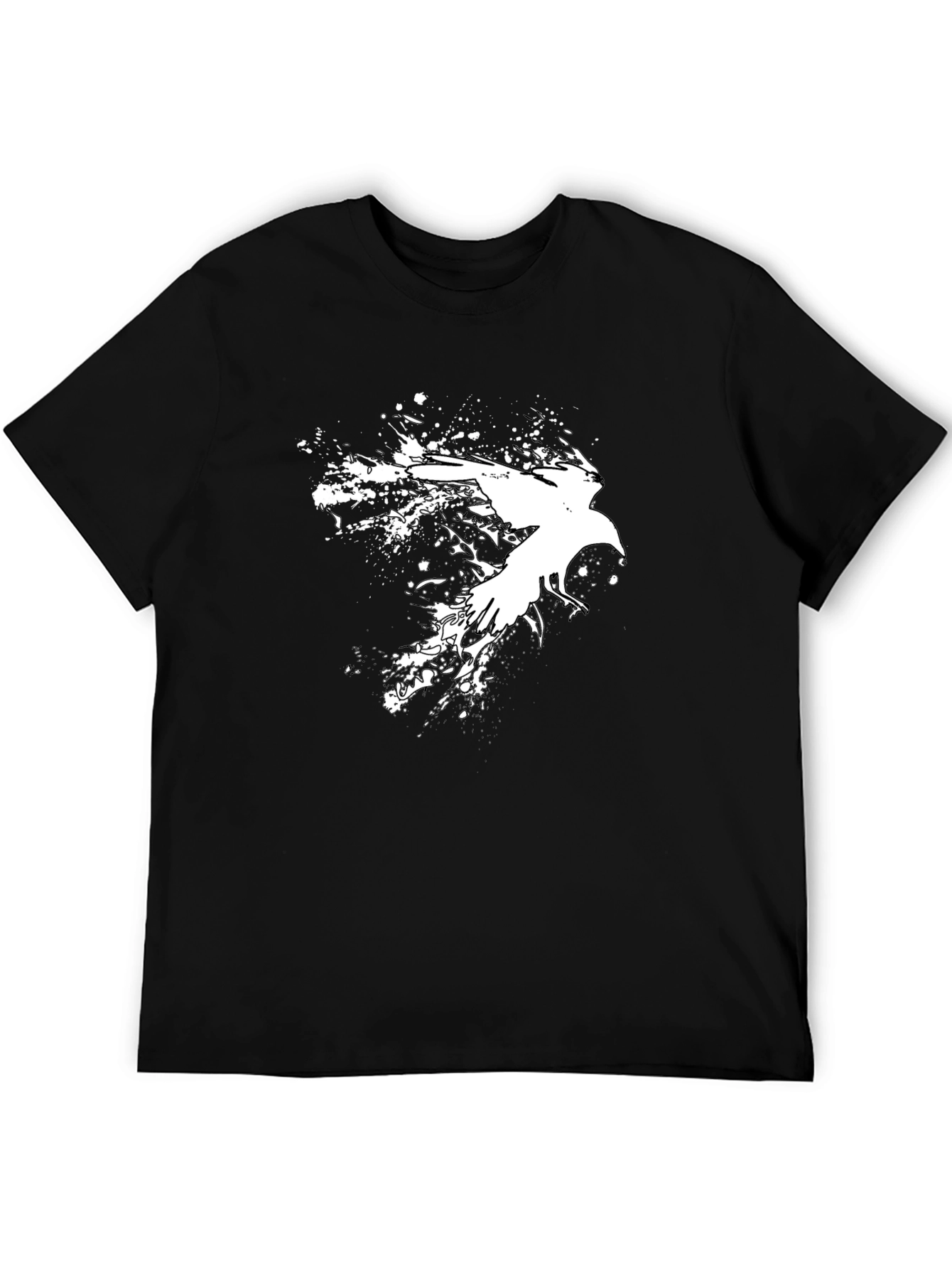 Black Abstract Crow Graphic Black T-Shirt view 5