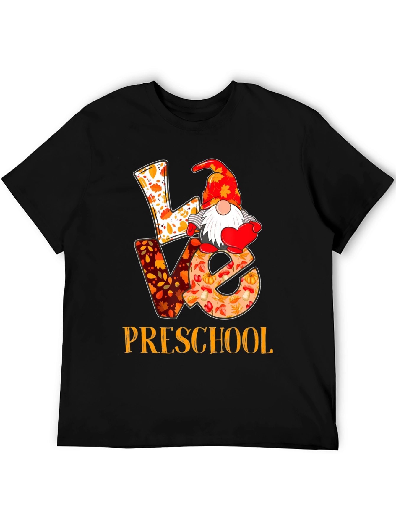 Black Love Preschool Fall Gnome Teacher T-Shirt view 5