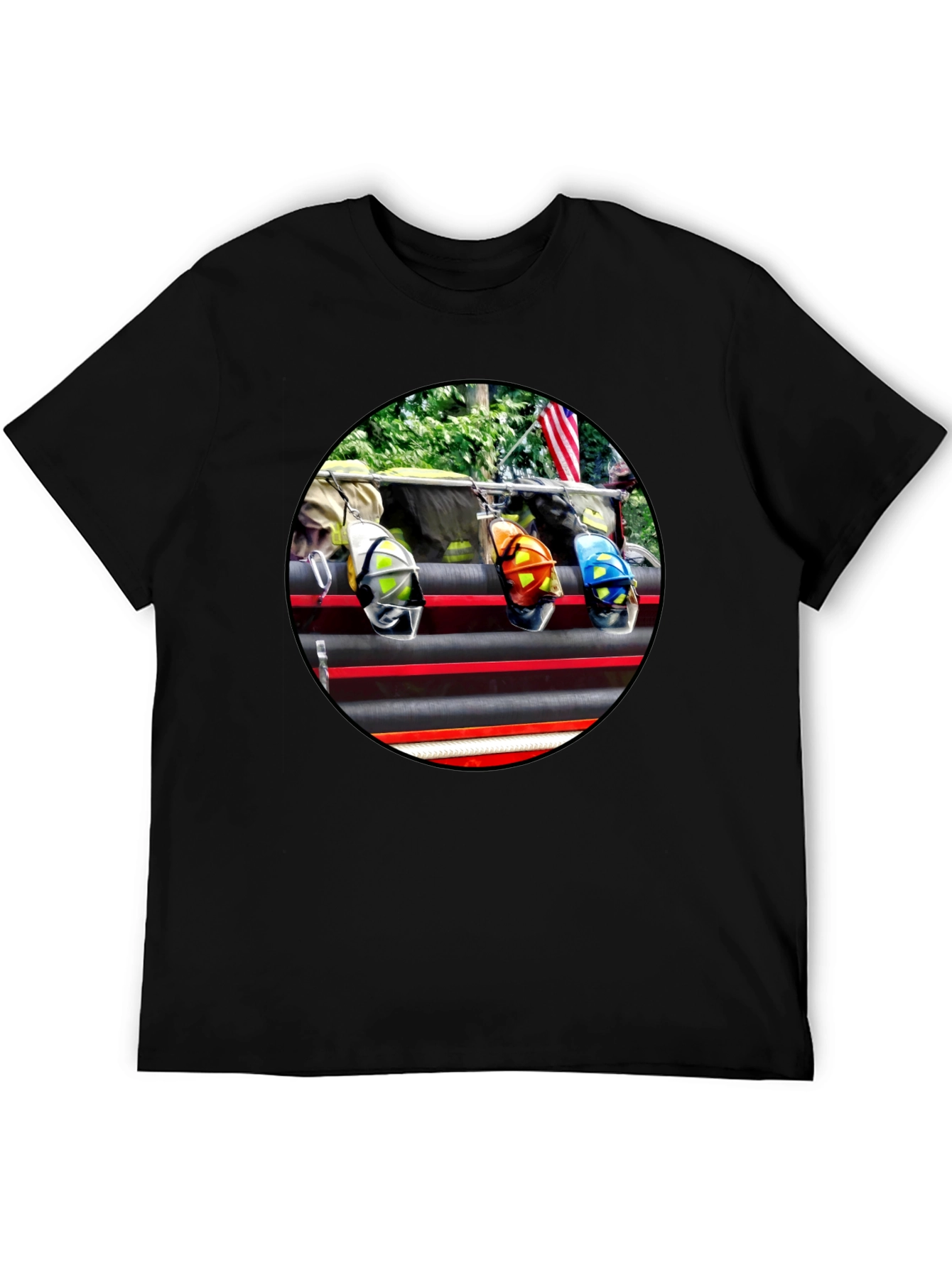Black Firefighter Helmets Graphic T-Shirt view 5