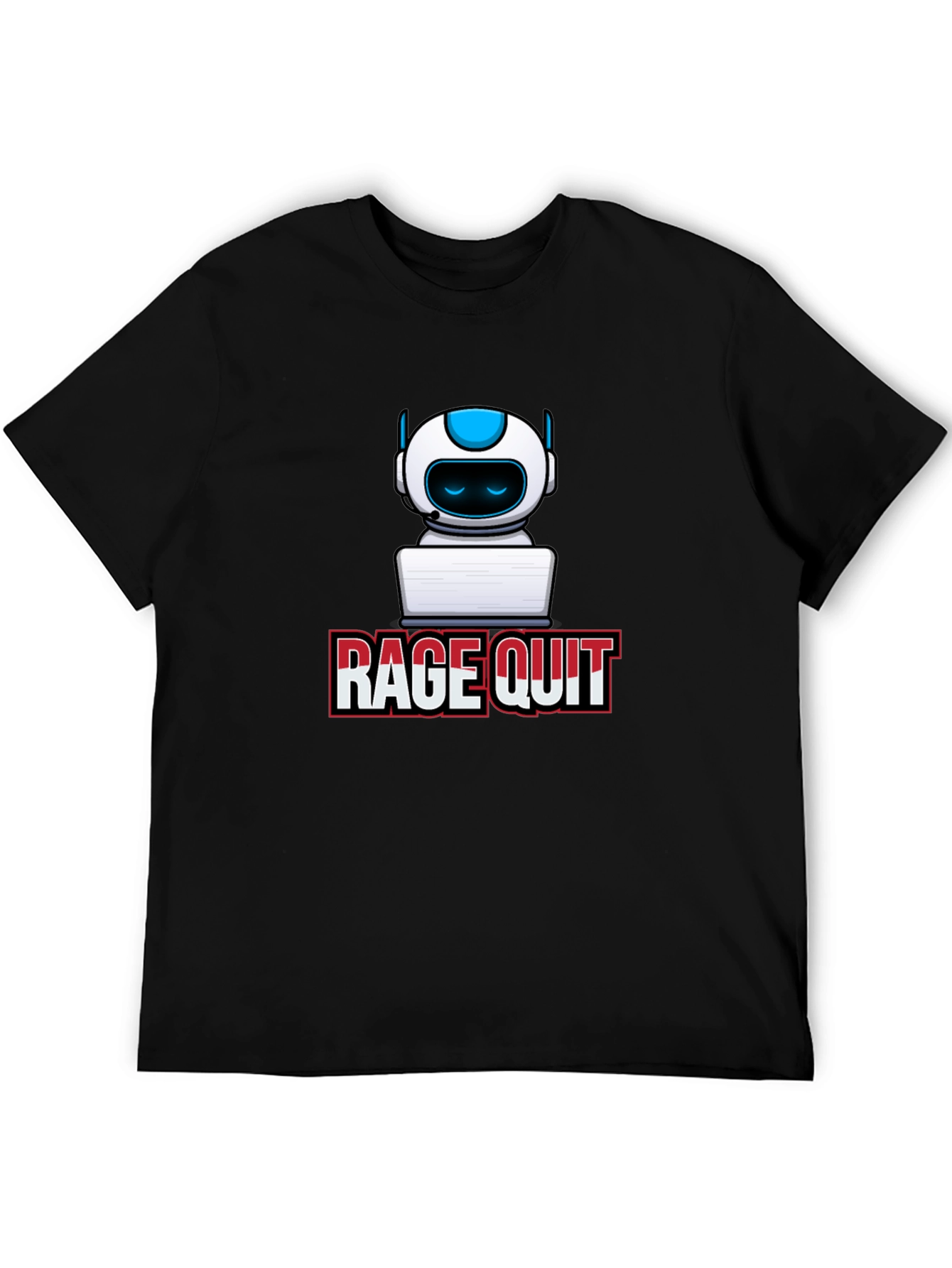 Black Rage Quit Robot Gamer T-Shirt - Black view 5