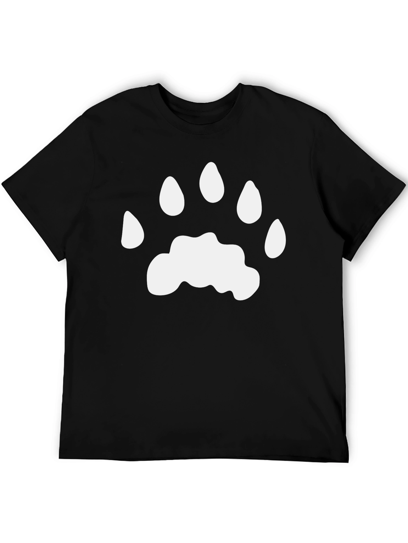 Black Black T-Shirt with White Paw Print Design view 5