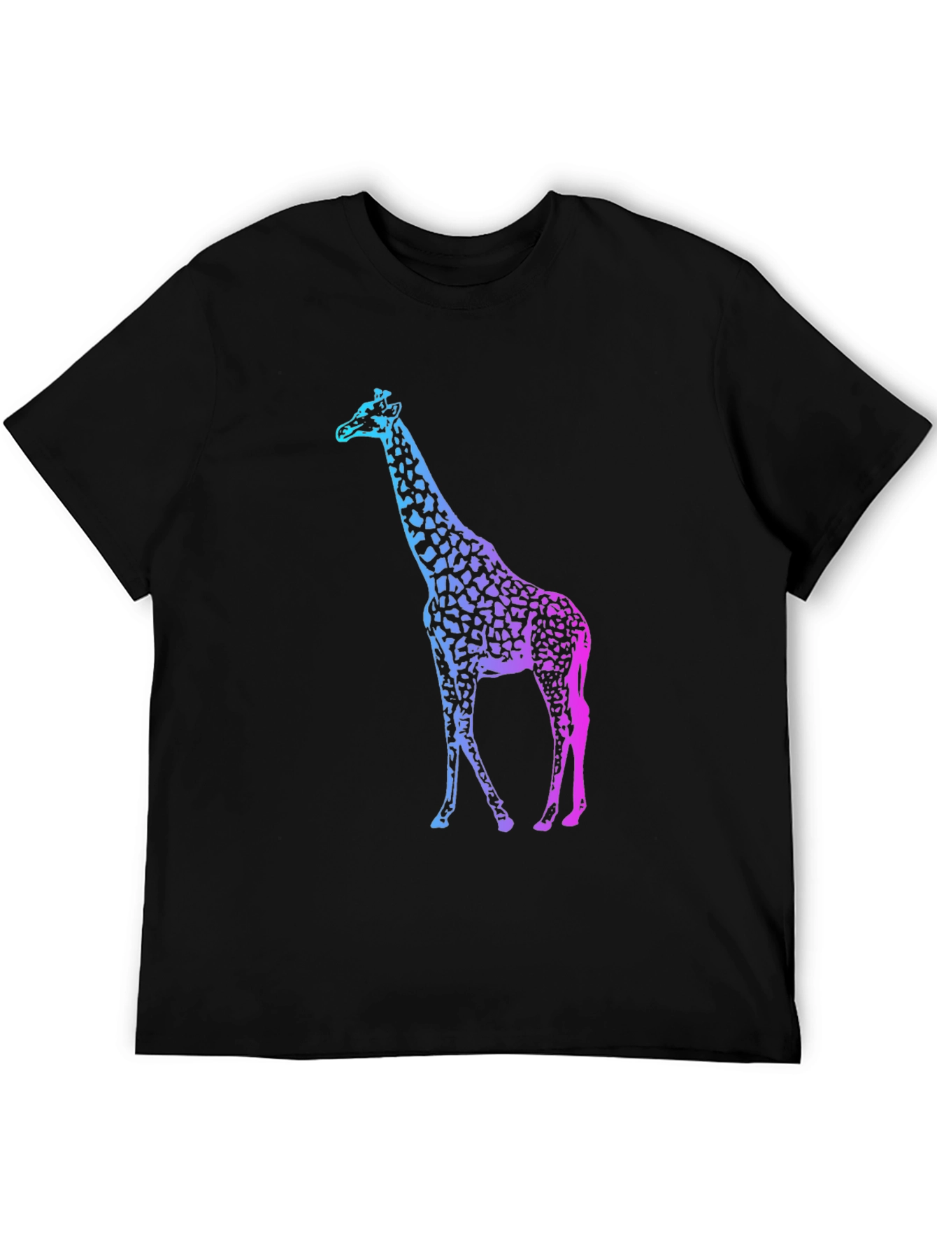 Black Gradient Giraffe Print Black T-Shirt view 5