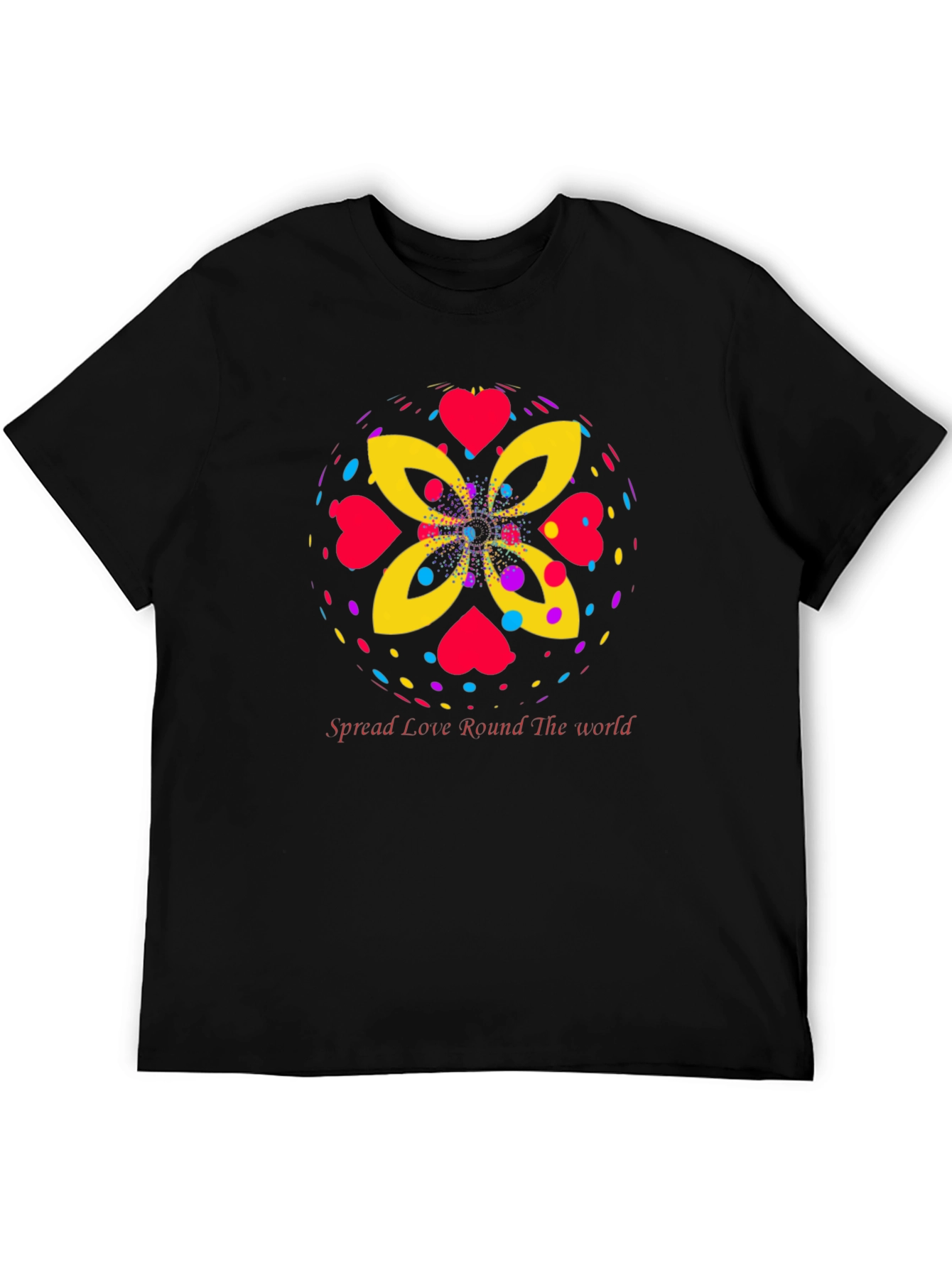 Black Spread Love Tee - Colorful Heart Design view 5