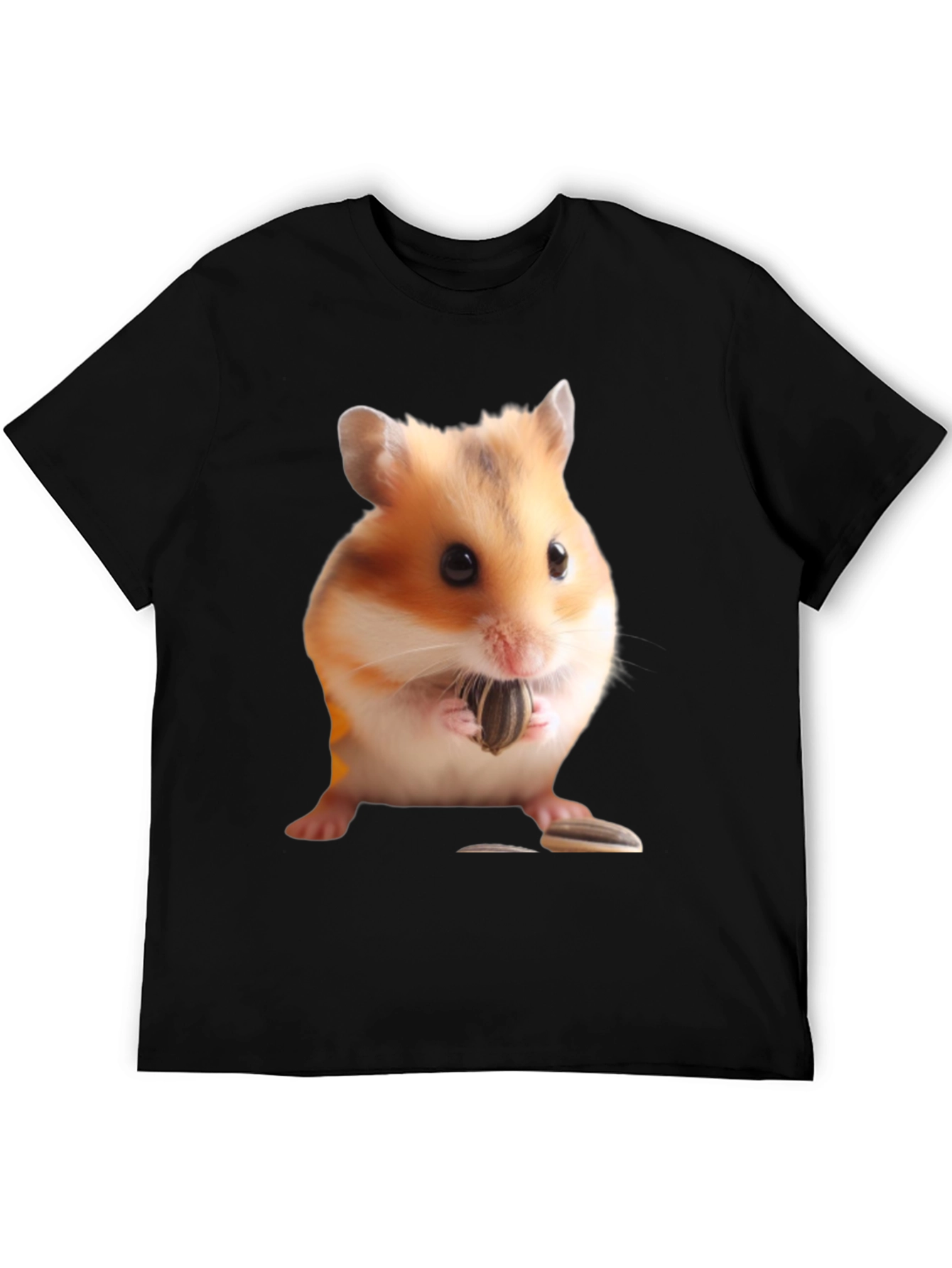 Black Hamster Seed Graphic T-Shirt, Mens Black Tee view 5
