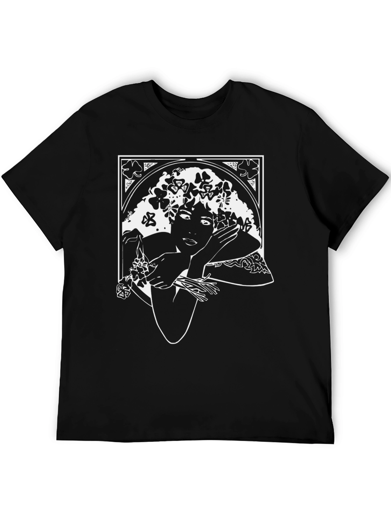 Black Floral Goddess Graphic T-Shirt - Black view 5