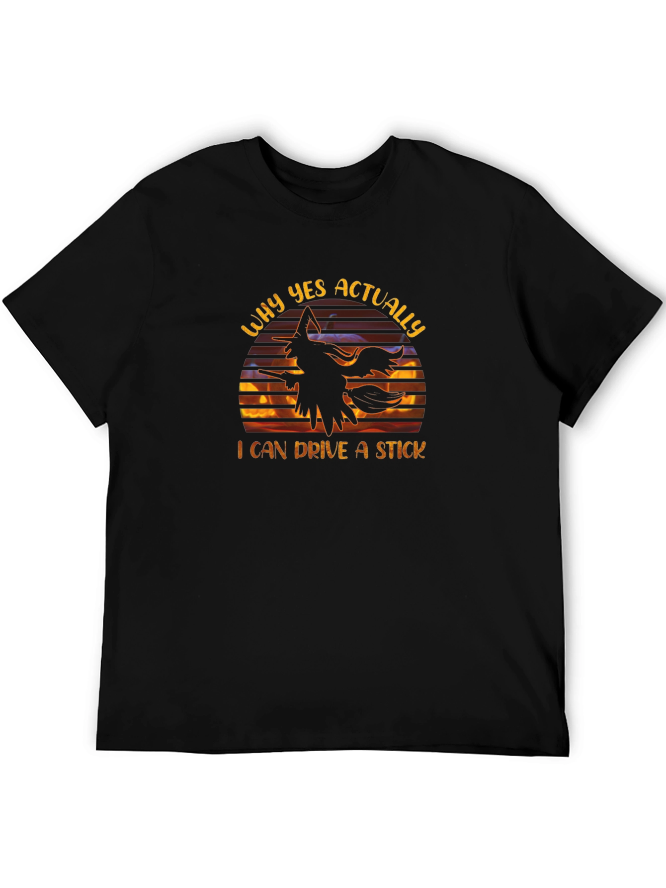 Black Witch on Broomstick Graphic T-Shirt view 5