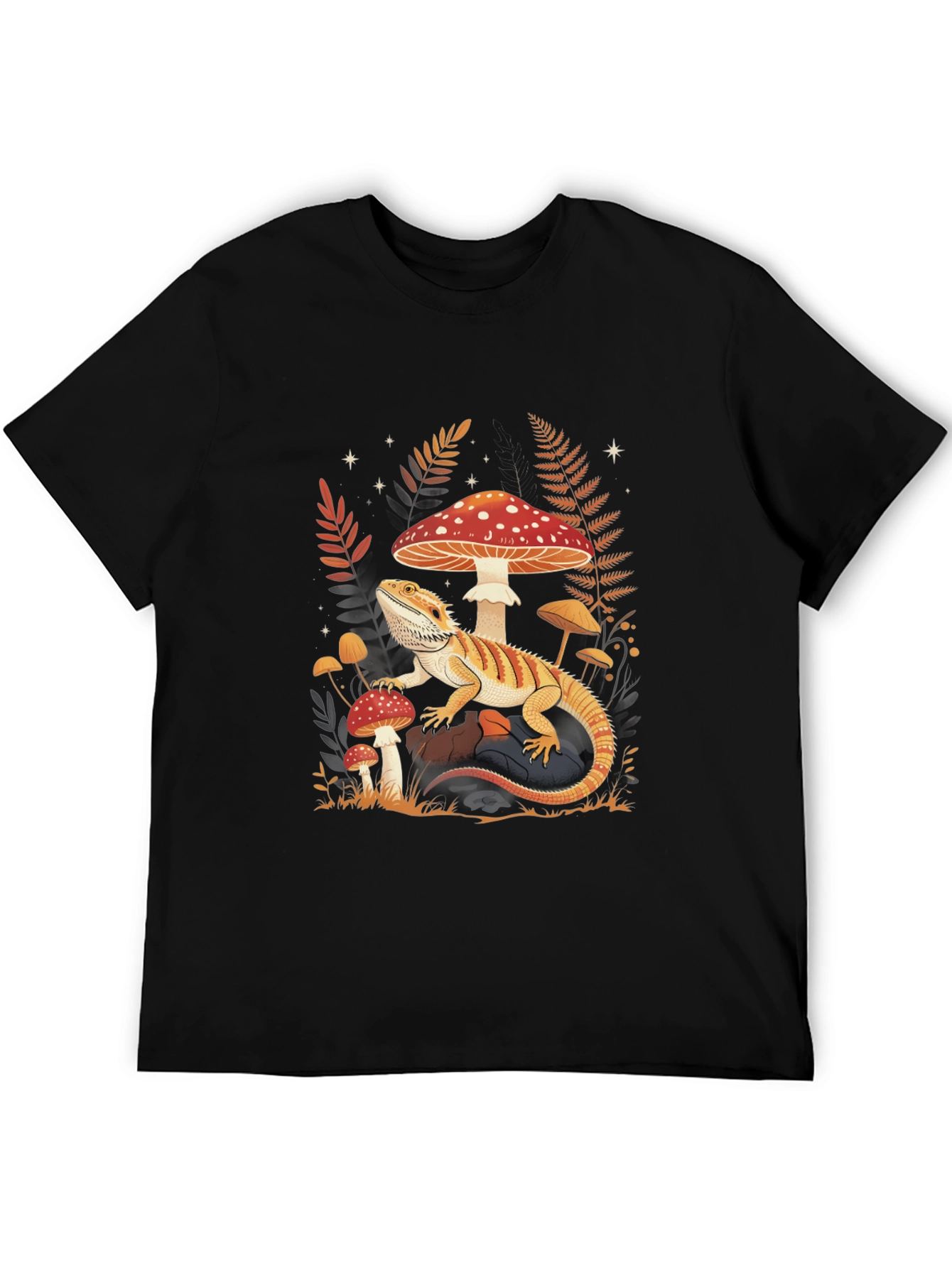 Black Bearded Dragon Mushroom Graphic Tee view 5