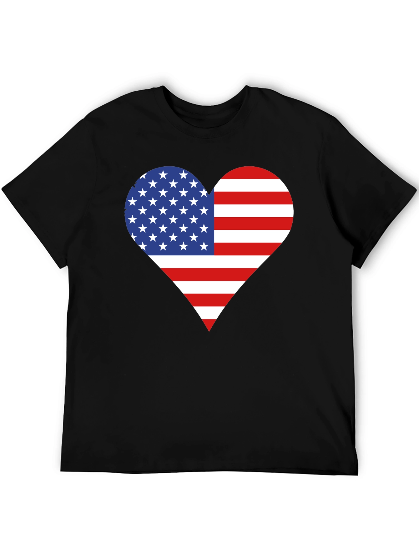 Black American Flag Heart T-Shirt - Patriotic USA Love Tee view 5