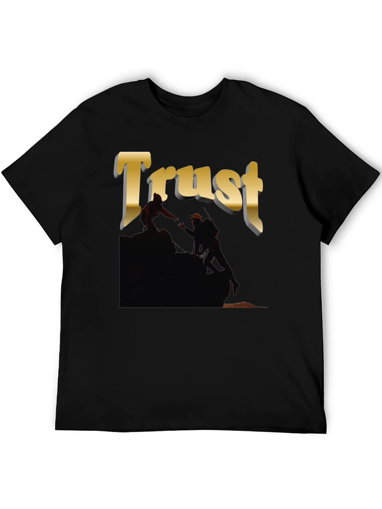Black Trust T-Shirt - Mountain Climbers - Black Cotton Tee view 5