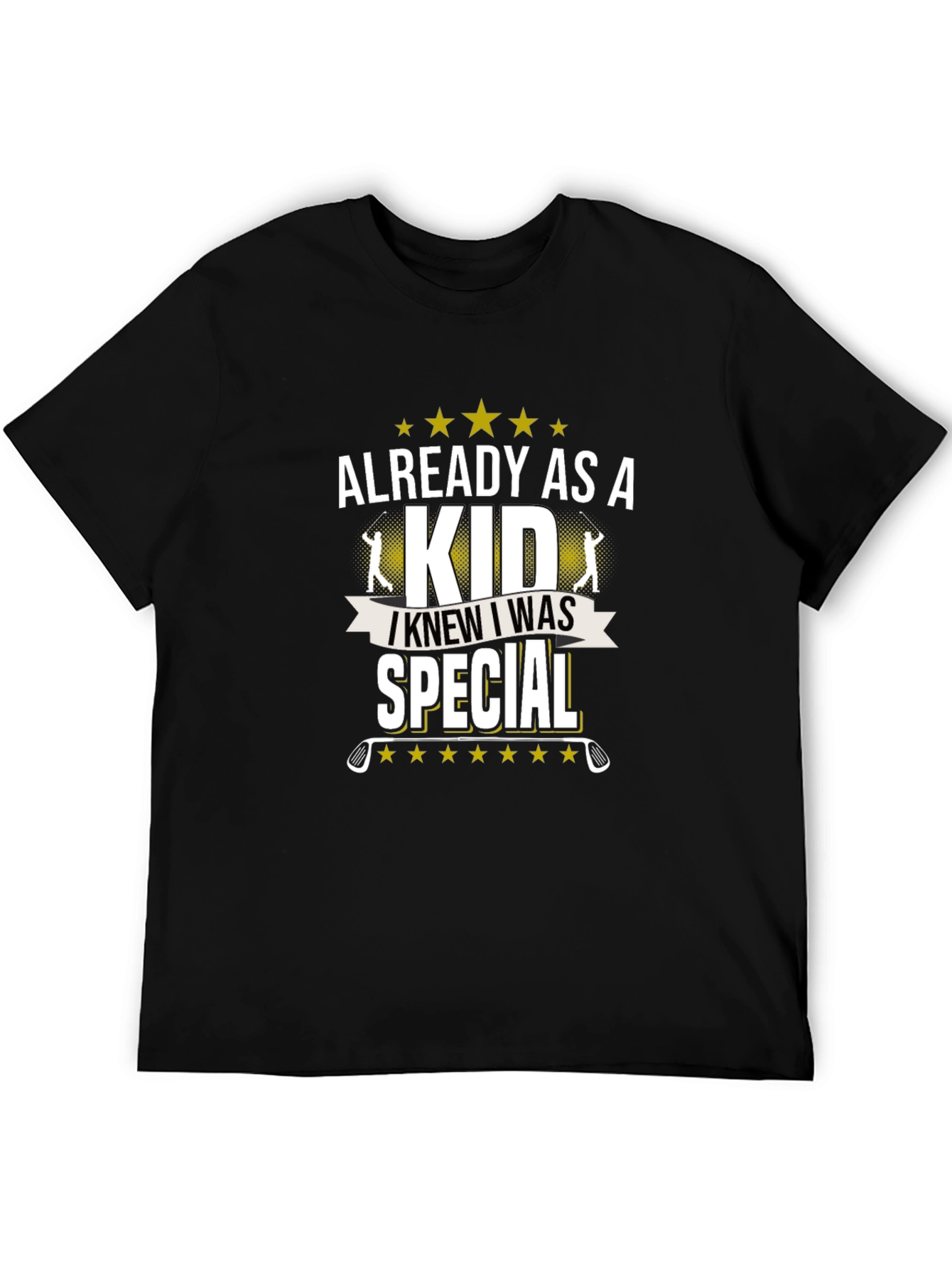 Black Funny Golfing T-Shirt: Already As A Kid Special Tee view 5