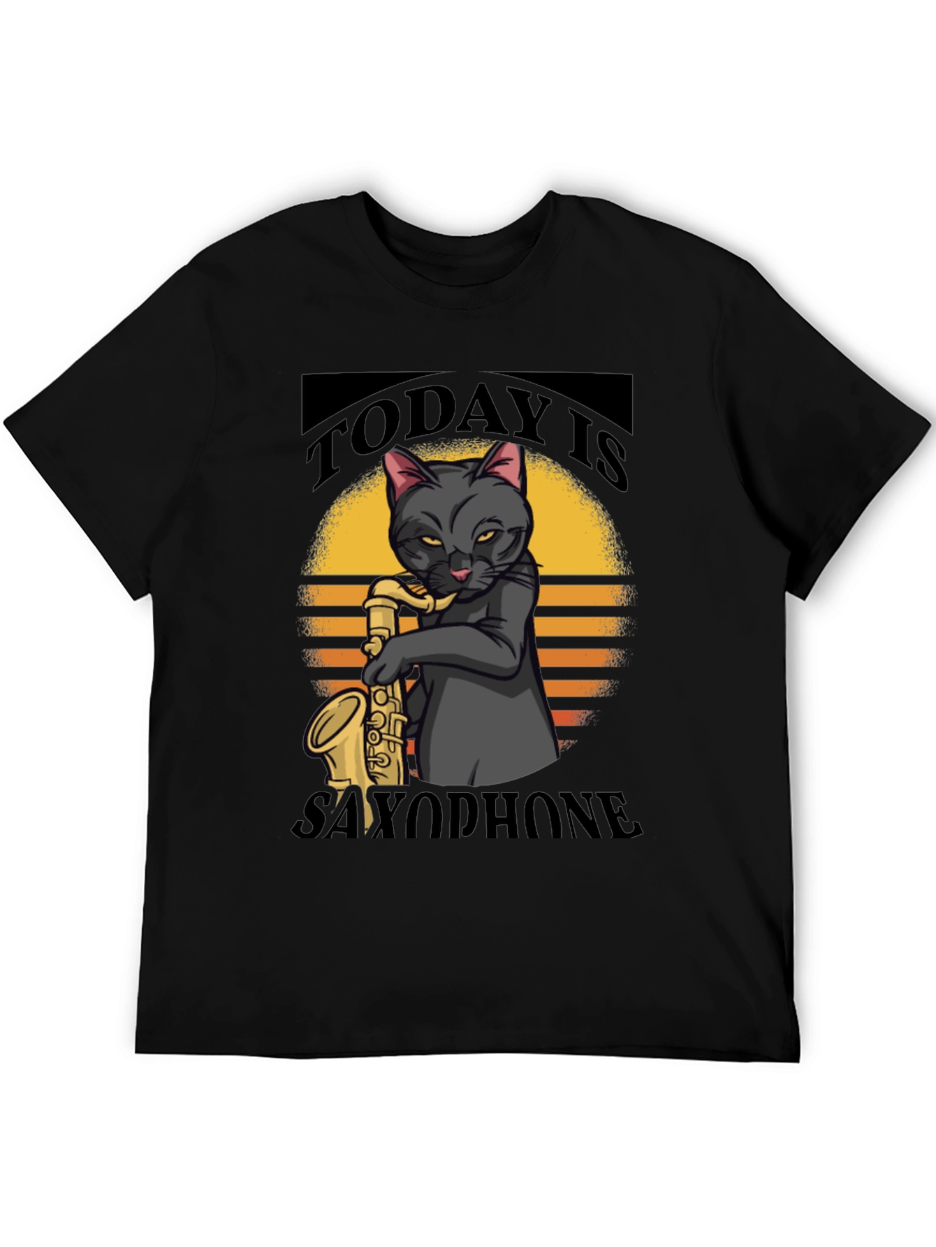 Black Today is Saxophone Cat T-Shirt view 5