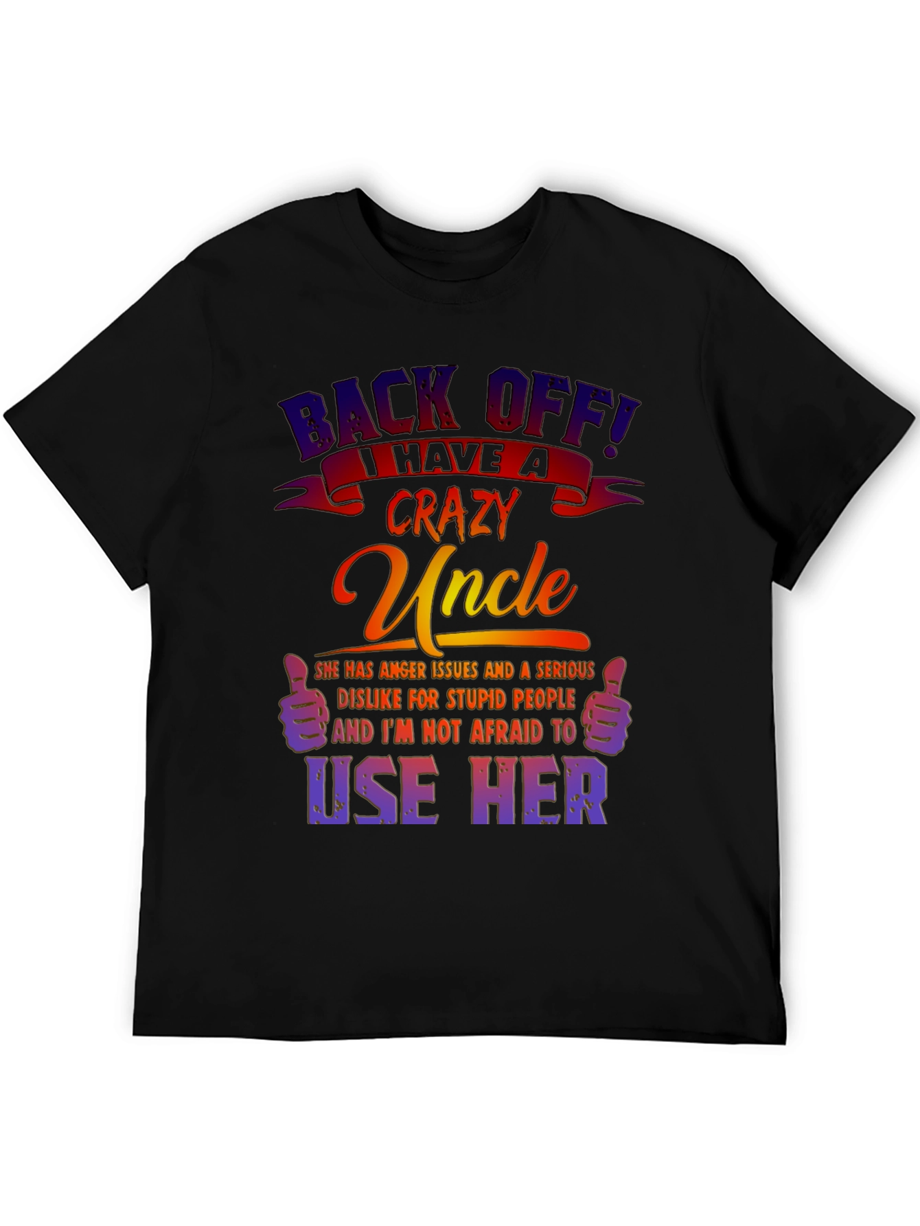 Black Crazy Uncle Graphic T-Shirt - Novelty Tee view 5