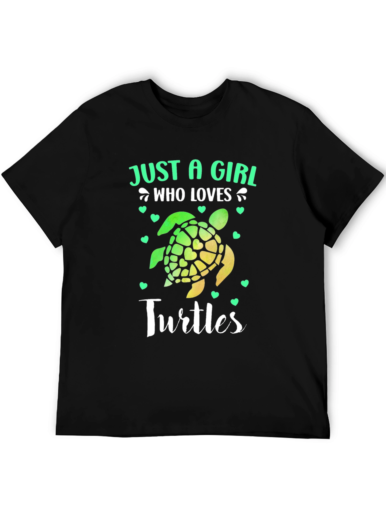 Black Just A Girl Who Loves Turtles T-Shirt view 5