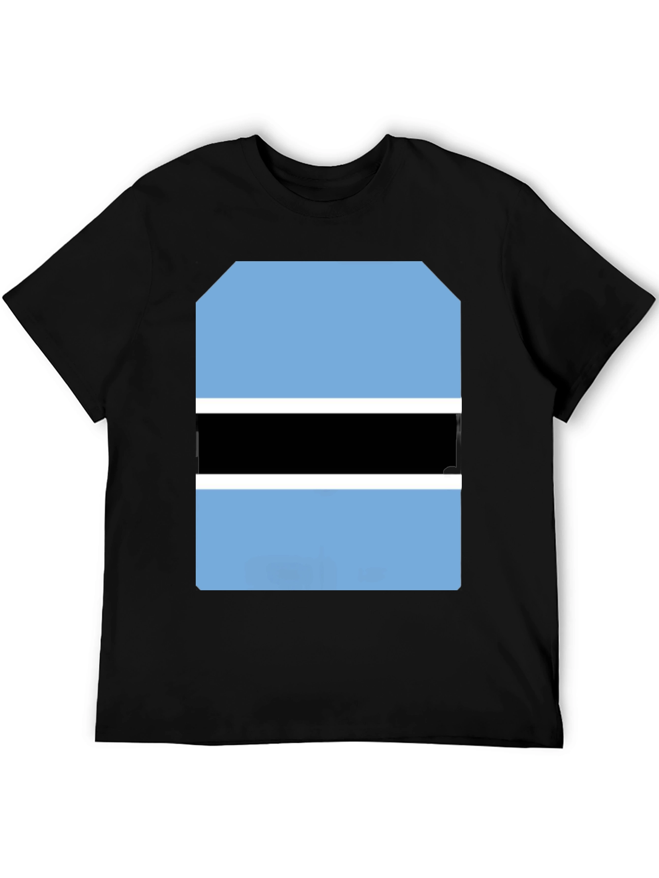 Black Botswana Flag Graphic Tee - Black Cotton T-Shirt view 5