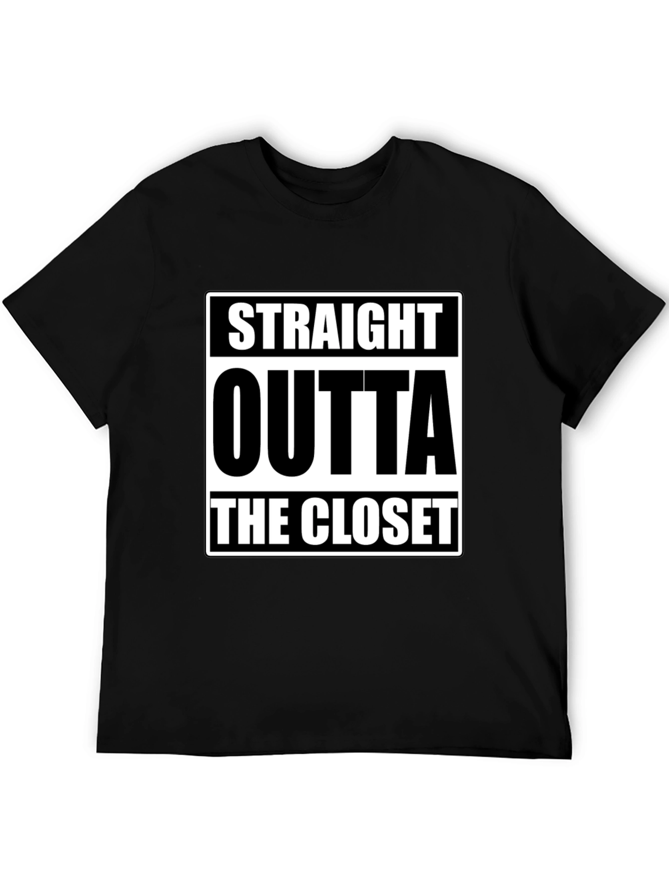 Black Straight Outta The Closet Black T-Shirt view 5
